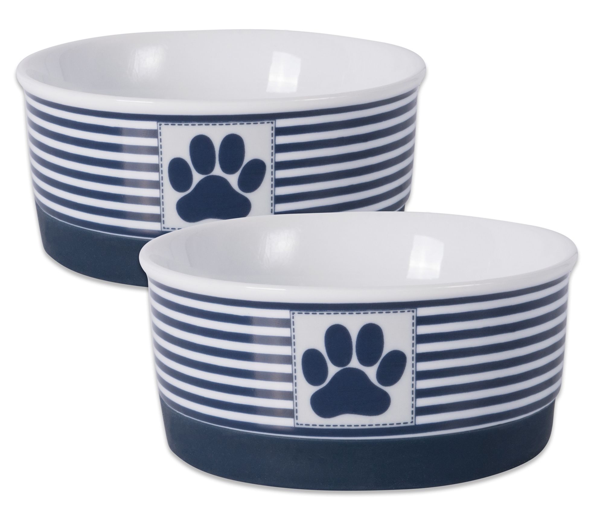 Bone Dry 2 Large Paw Patch & Stripes Pet Bowls