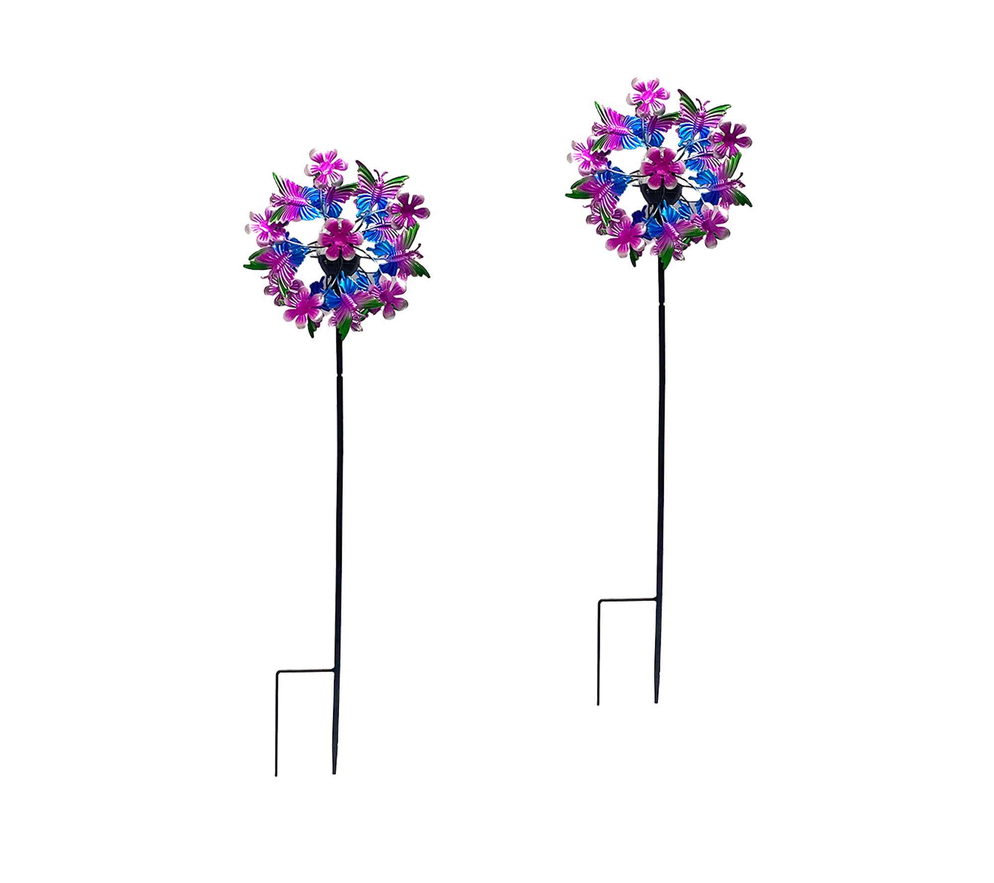 "As Is" Temp-tations Outdoors Set/2 Mini 9" Solar Wind Spinners