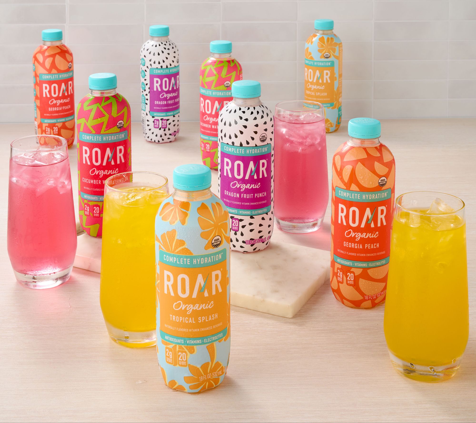 Roar Organic (12) 18oz Btls Vitamin Hydration Fruity Faves