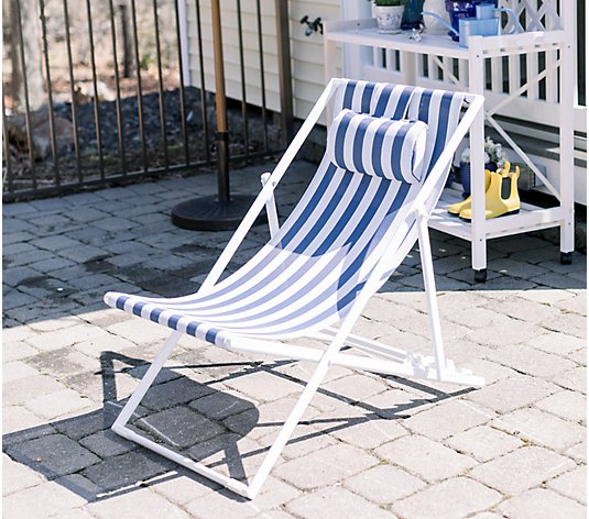 Navy and White 4-Position Sling Beach Chair by Lauren McBride