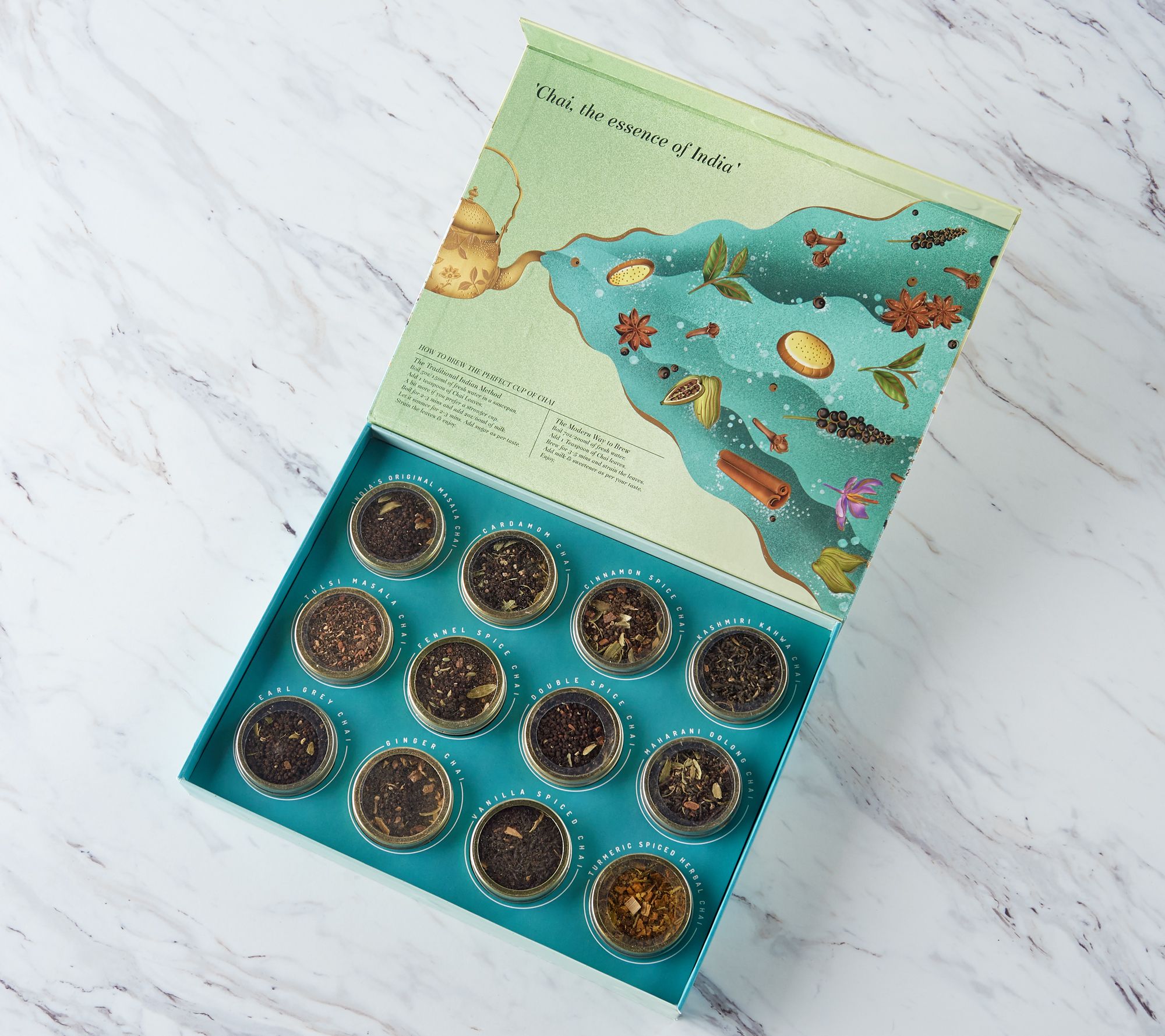 Vahdam India 4.23oz Chai Tea Assortment of 12 Different Teas