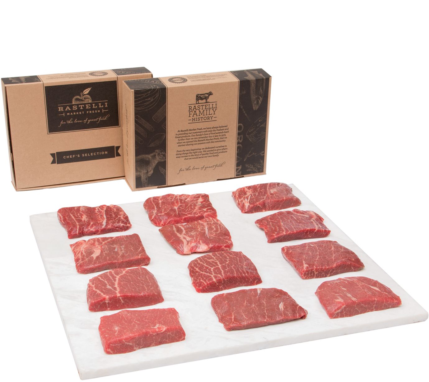 Rastelli Market Fresh Black Angus Flat Iron Steaks 12/4 oz