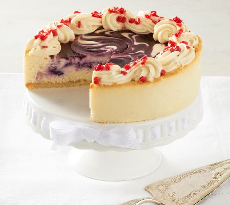 Junior's White Chocolate Blueberry Swirl Cheesecake - QVC.com