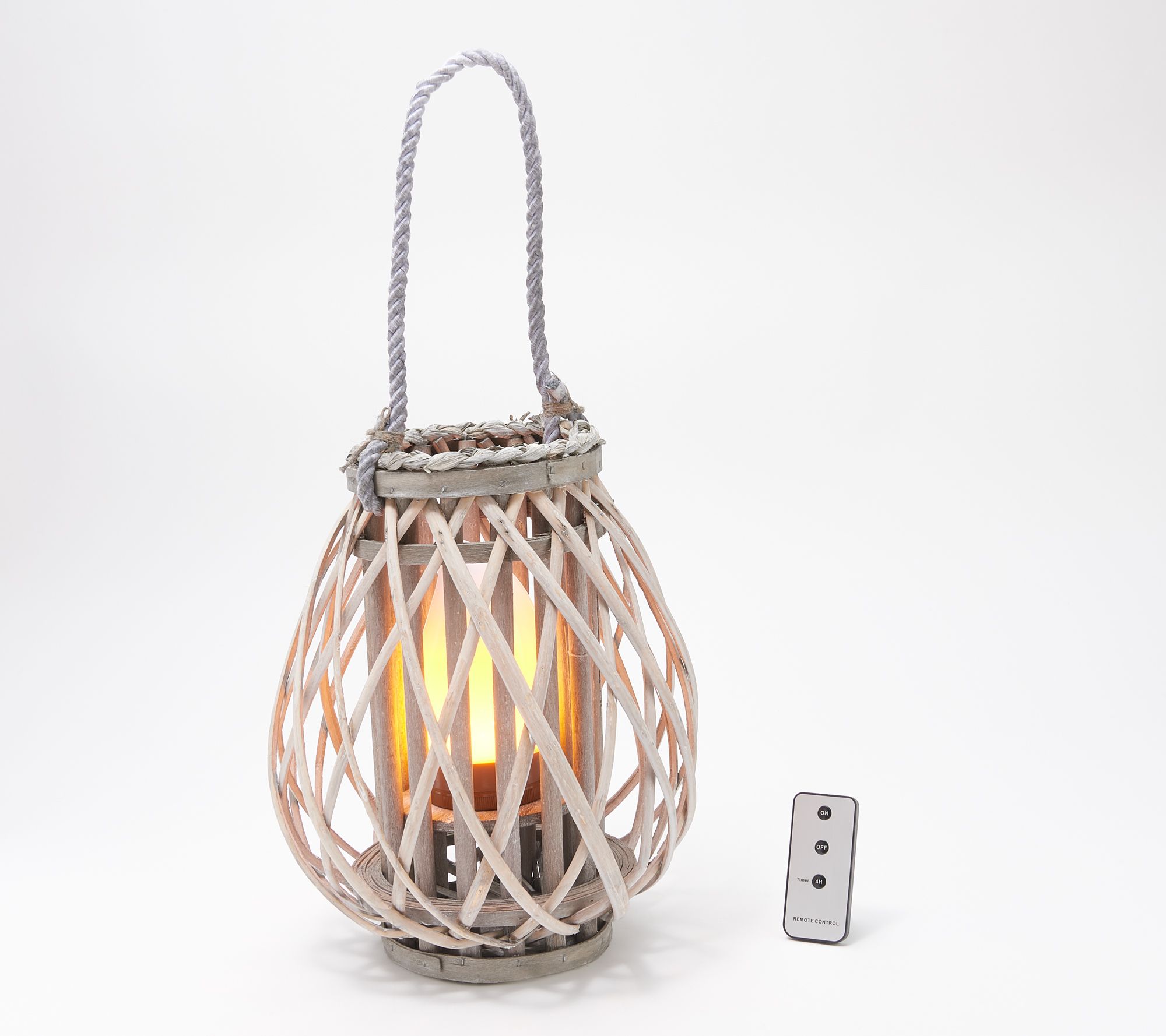 "As Is" Barbara King 12" Wooden Lantern w/ Tiki Flameless Candle & Remote