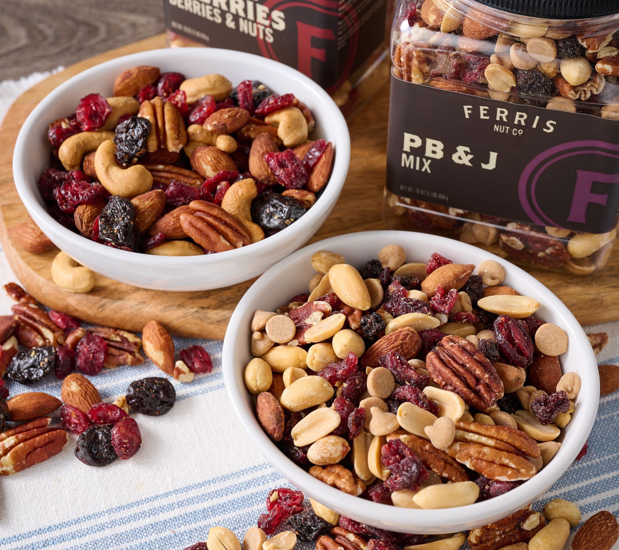 Ferris Nut Co. (2) 16oz Jars Nut & Fruit Mixes