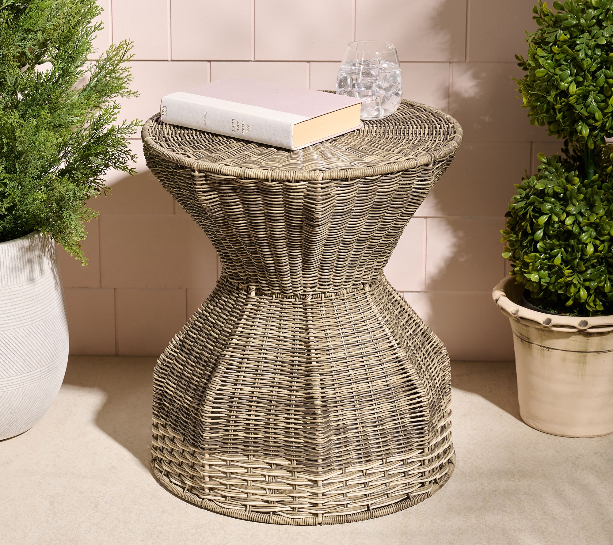 Garden Reflections Resin & Iron Outdoor Side Table