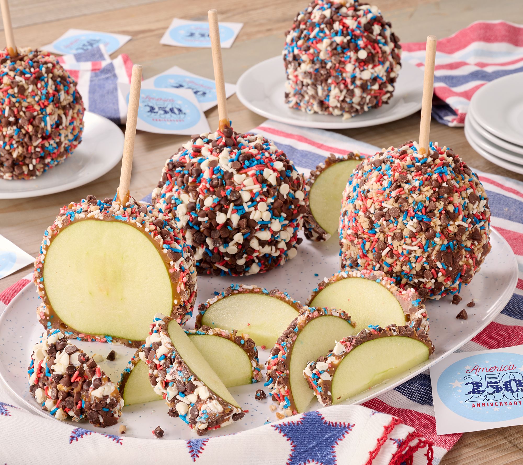 Mrs. Prindables 6pc Large Patriotic Caramel Apple Assortment