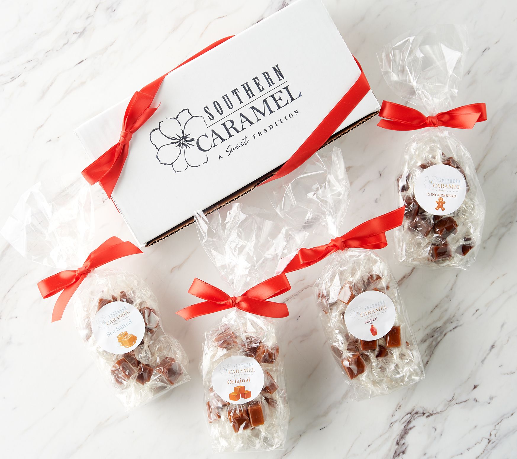 SH12/5 Southern Caramels 4 Bags Caramels Holiday Sampler Box