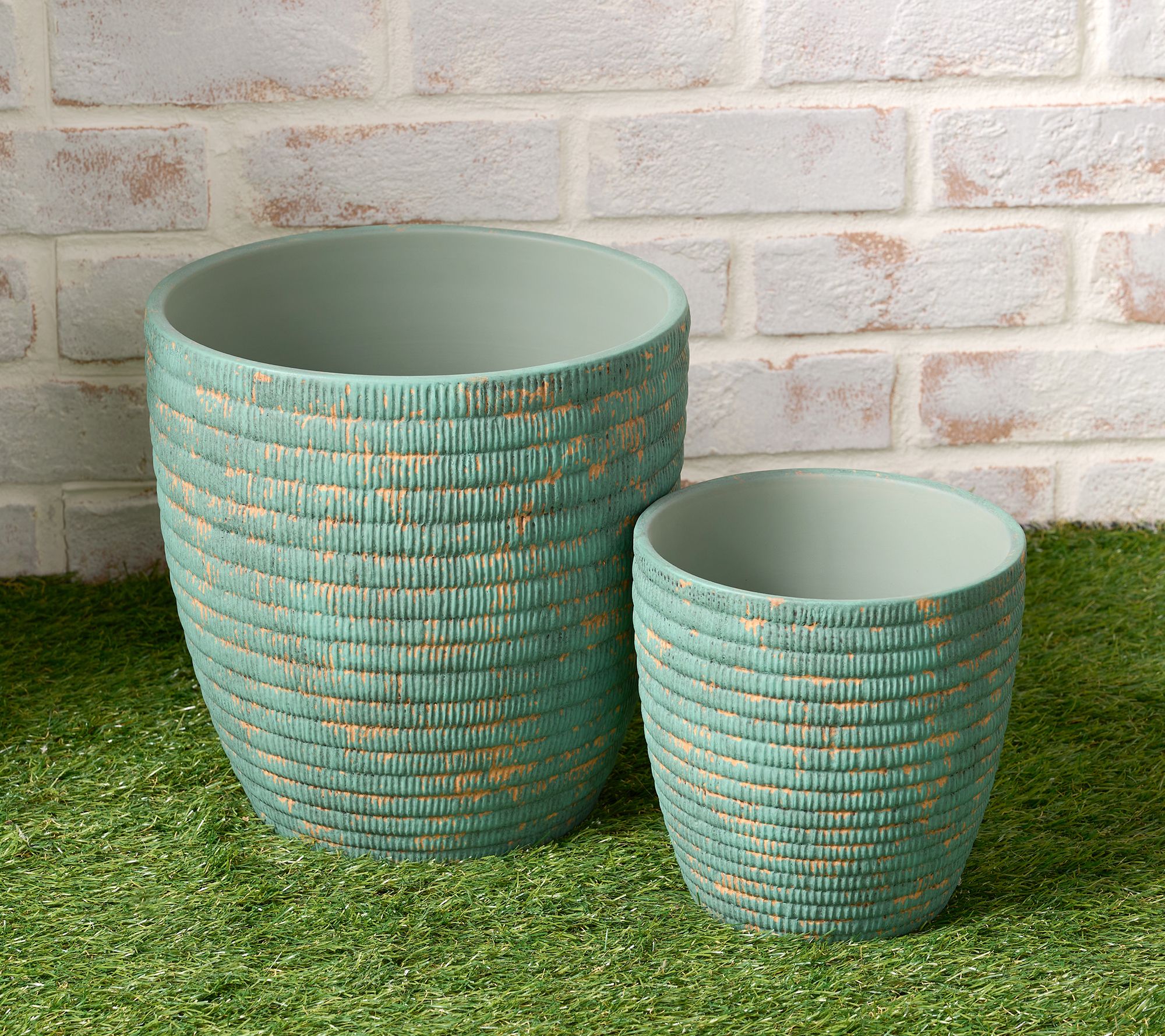 Garden Reflections Set of 2 Stoneware Planters