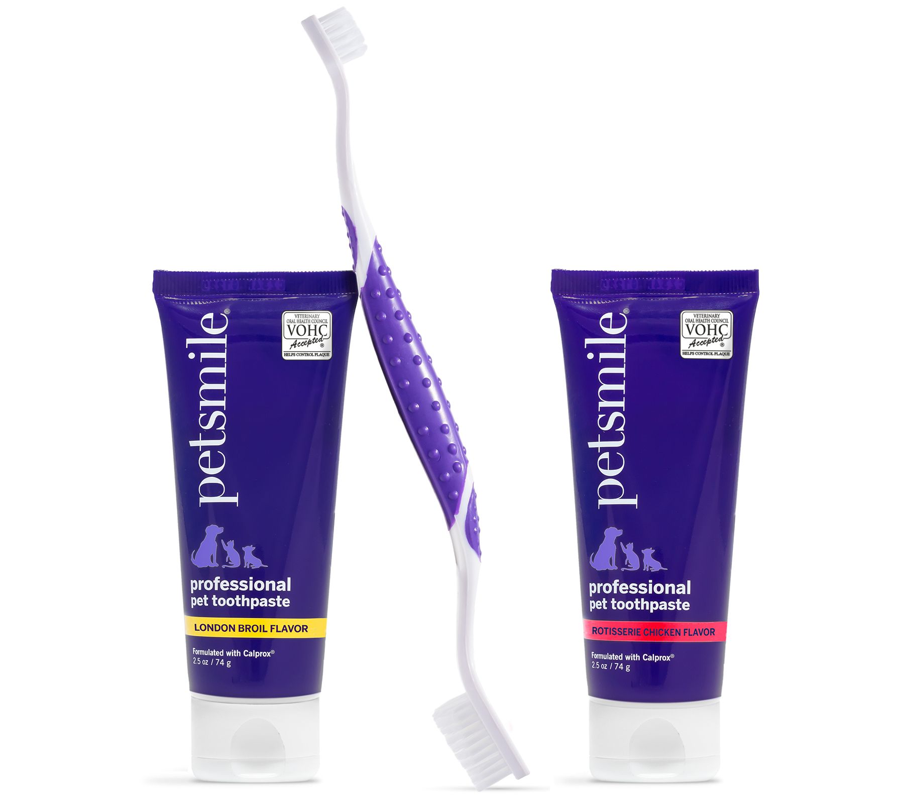 Petsmile 2.5 Oz Pet Toothpaste Duo with Dual Ended Tootbrush QVC