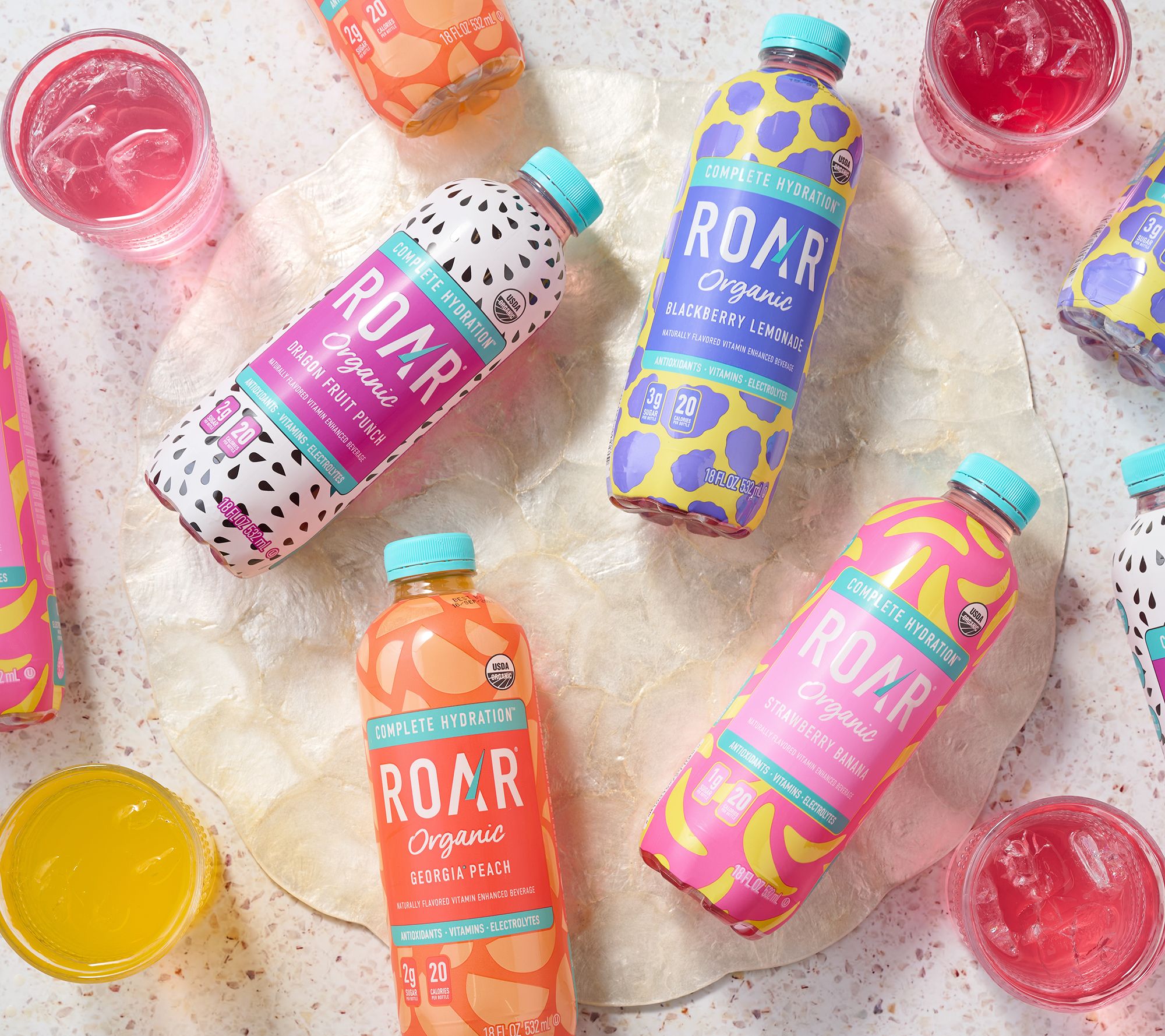  Roar Organic (12) 18oz Btls Vitamin & Electrolyte Beverage