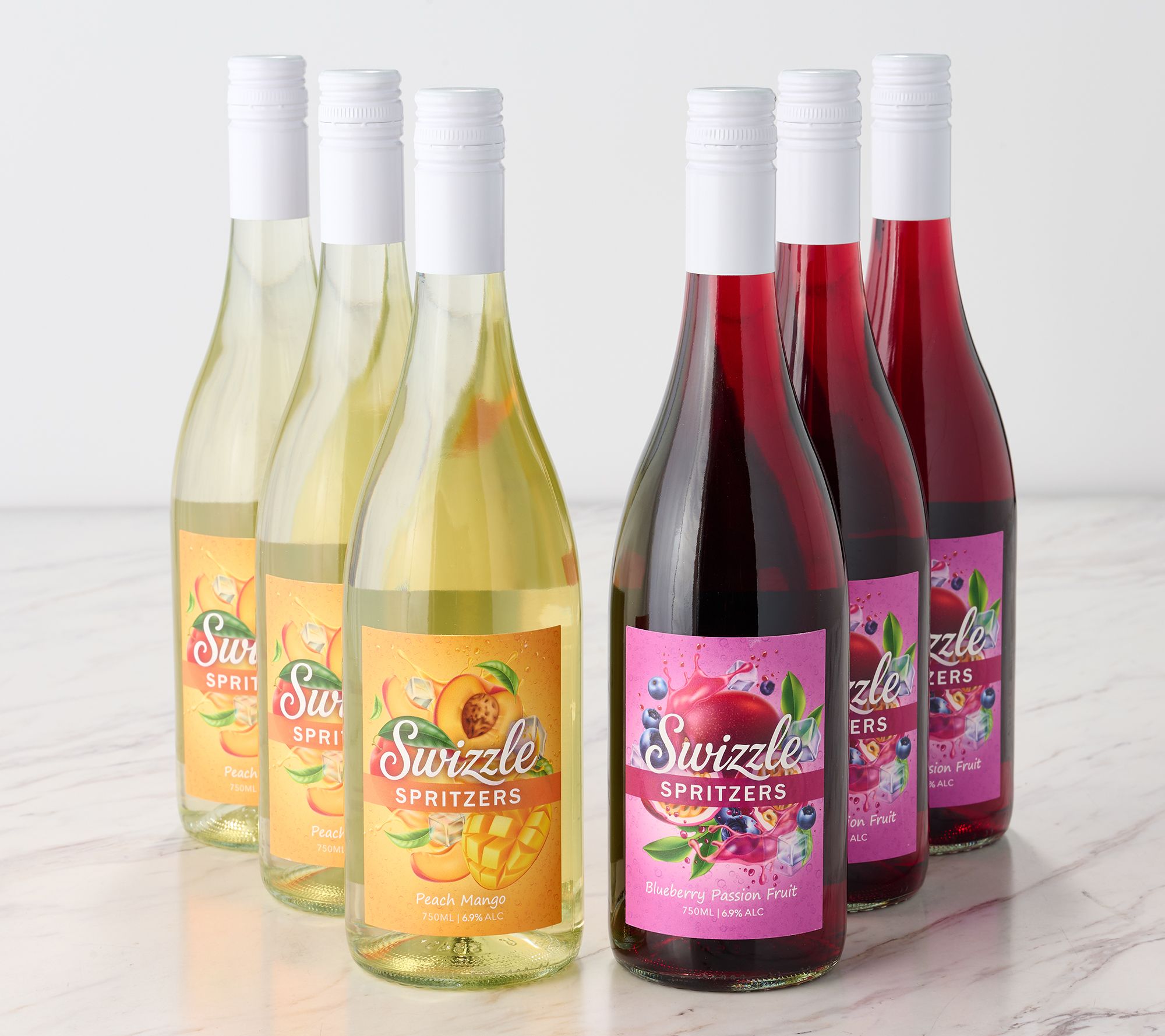 Vino Voyage (6) Bottle Swizzle Spritzer Wine Cockail Set Auto
