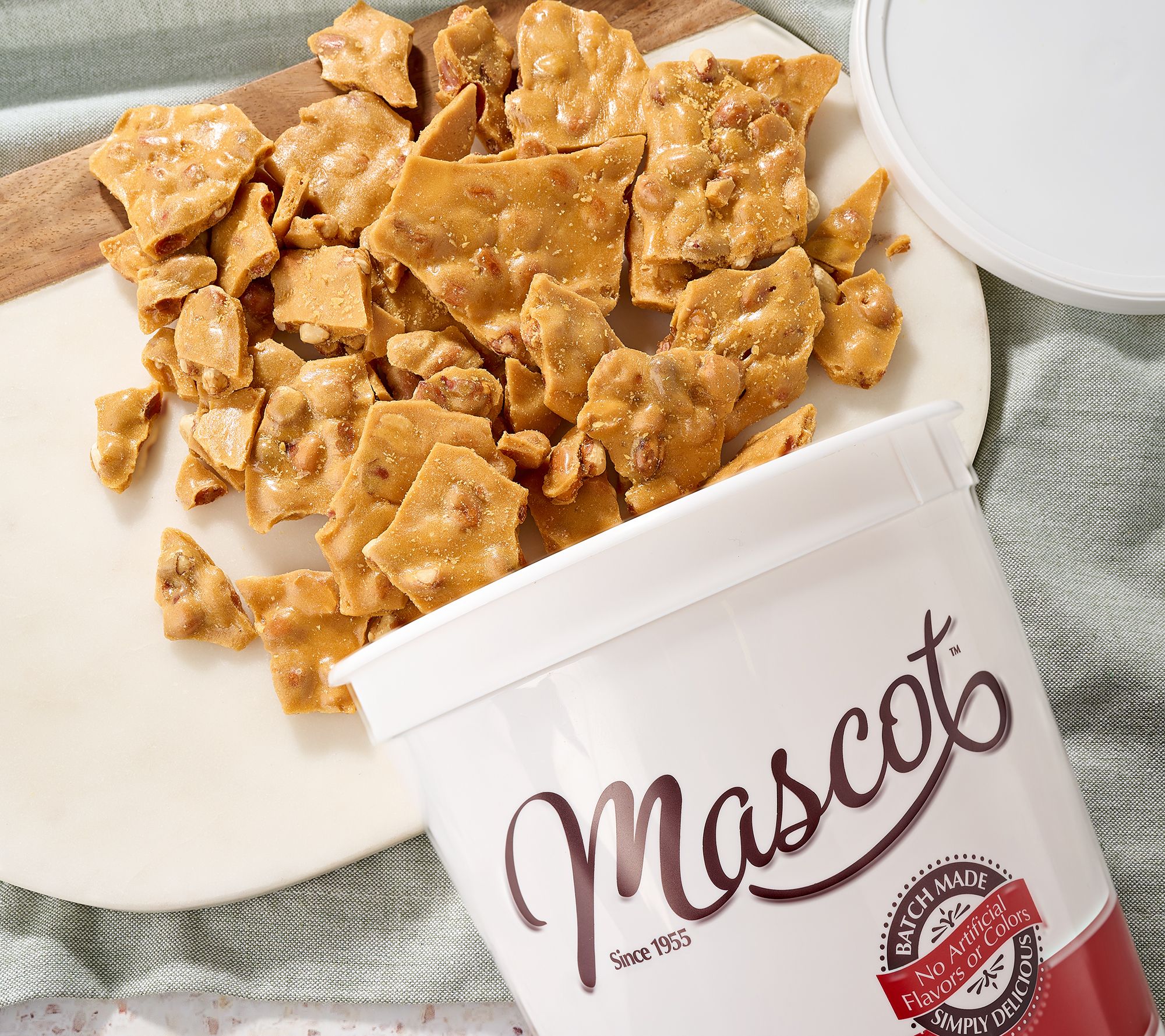 Mascot Shelling Company 2lb Tub of Premium Peanut Brittle
