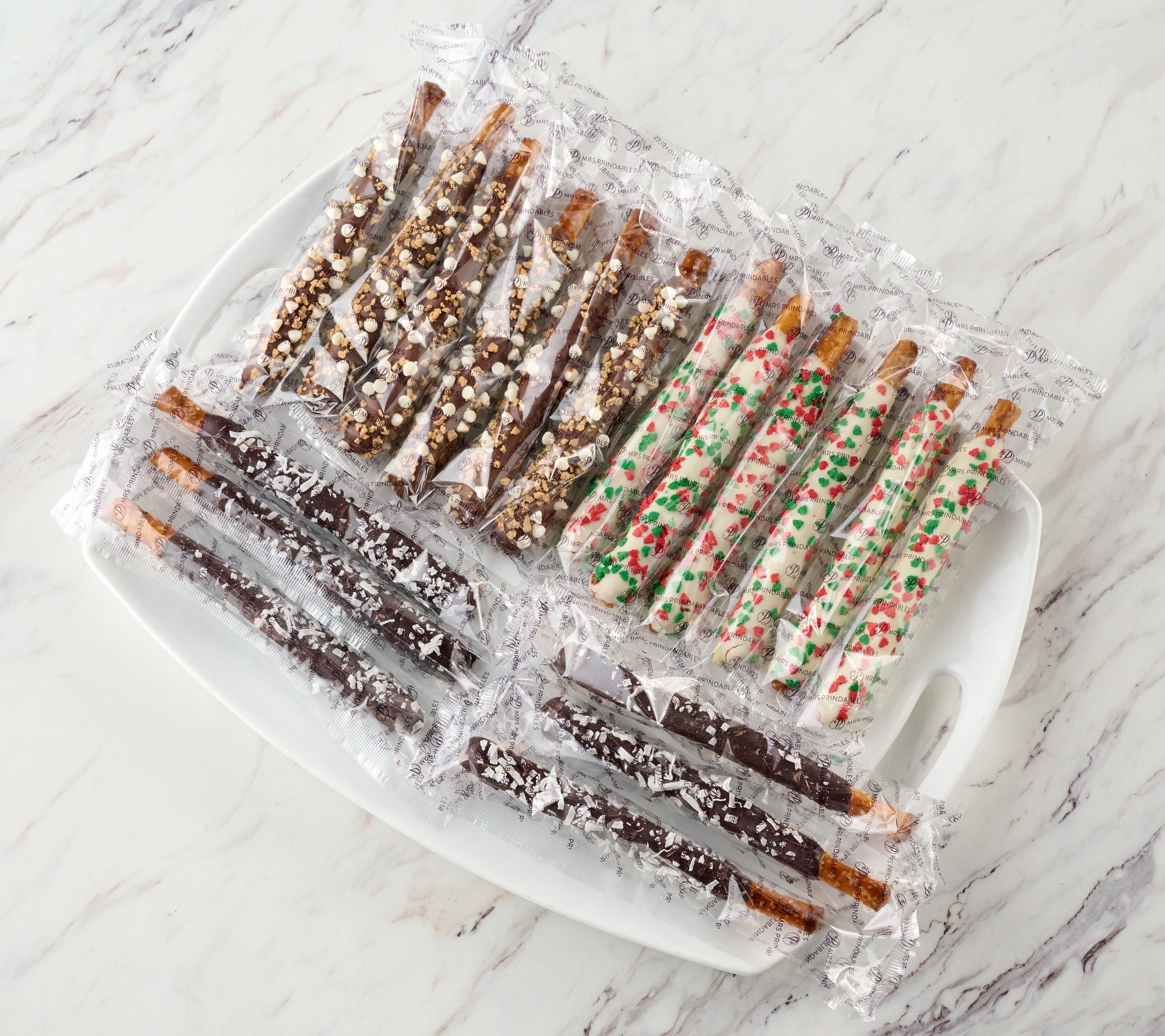 Mrs.Prindable's 18 Piece Pretzel Rods in Holiday Character Boxes