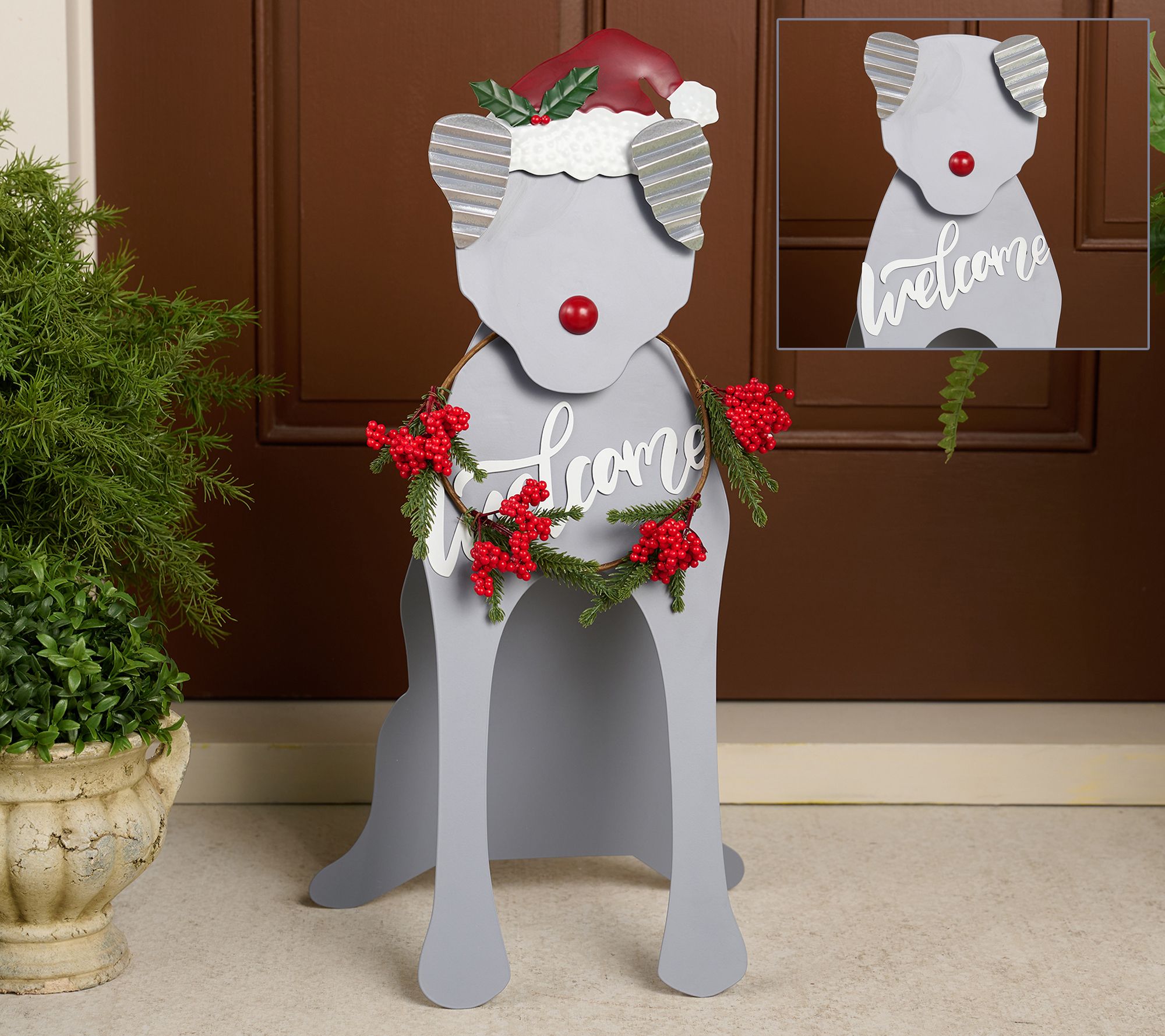 "As Is" Girl Next Door 24" Metal Animal Holiday Porch Decor