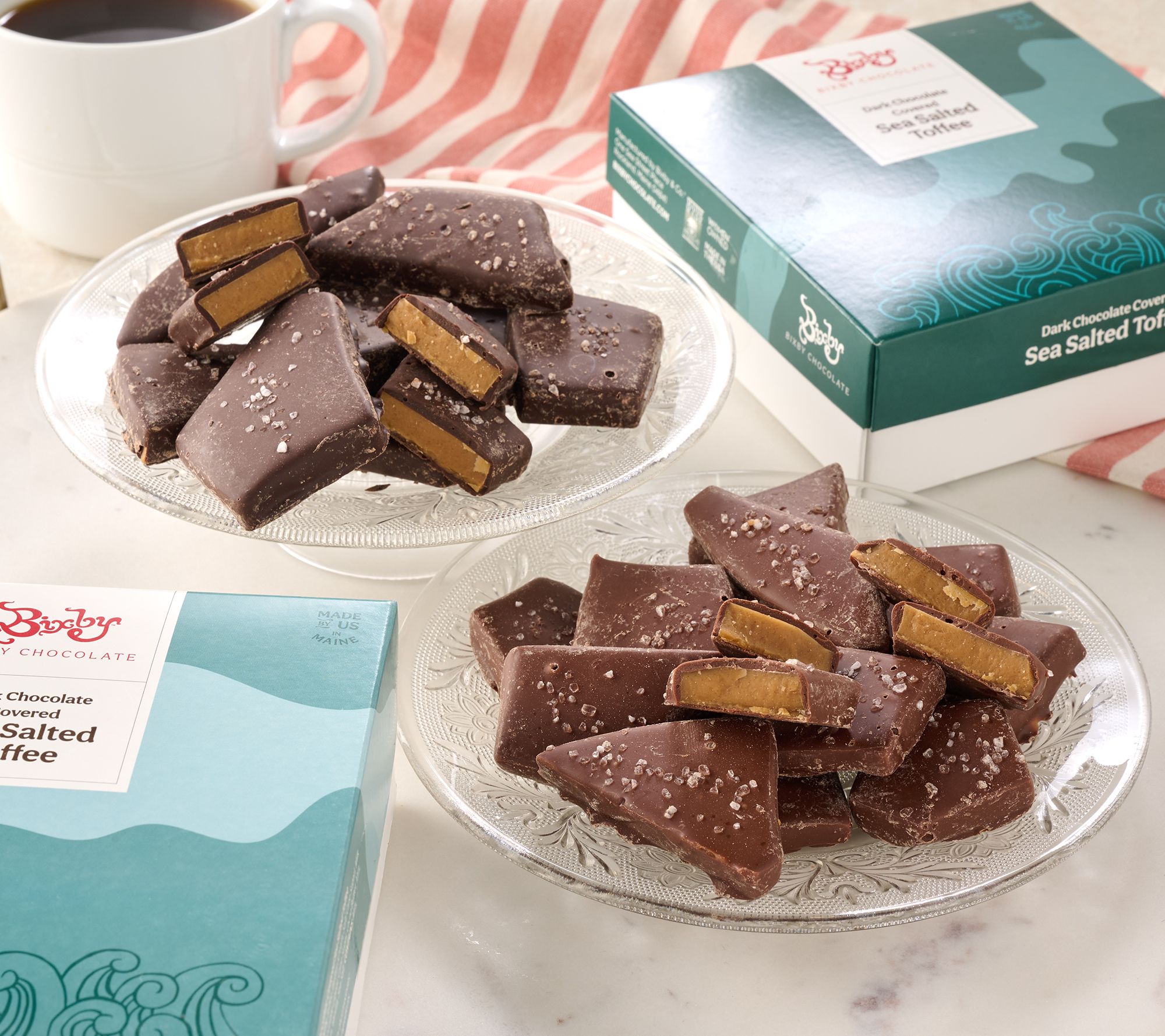 Bixby Chocolate (2) 1lb Boxes of Toffee in Milk or Dark Chocolate