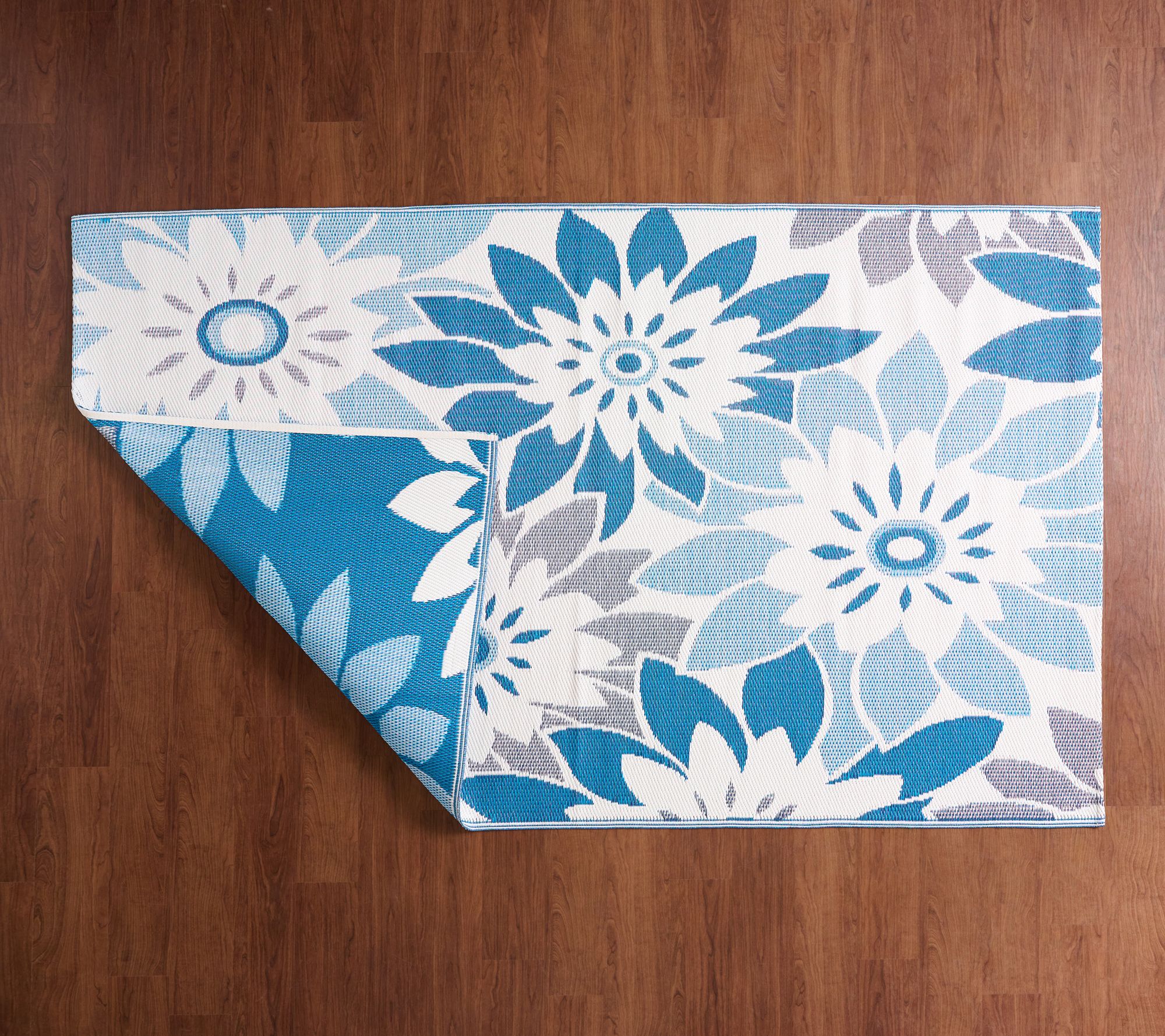 "As Is" Barbara King 8'x11' Reversible Dahlia Flower Patio Mat