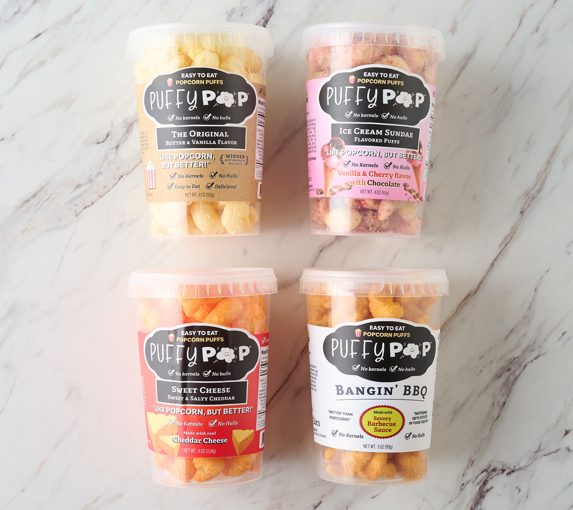 Puffy Pop (4) Tubs Sweet & Salty Puffed Corn Variety Pack