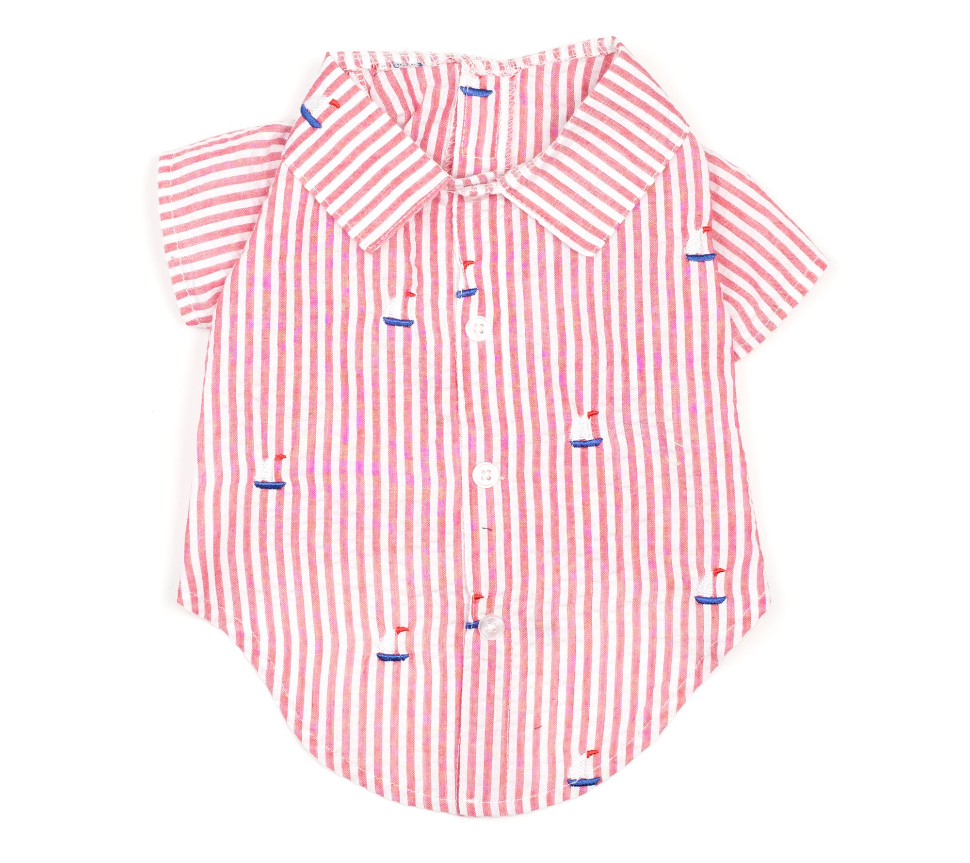 The Worthy Dog Red Stripe Sailboat Shirt