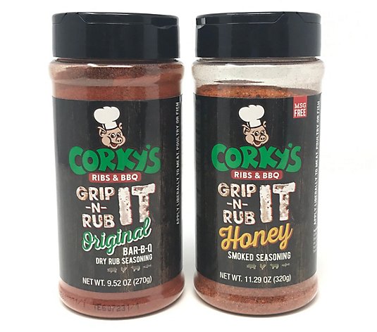 Corky's Set of 2 Bottles of Orignal and Honey Smoke Dry Rub