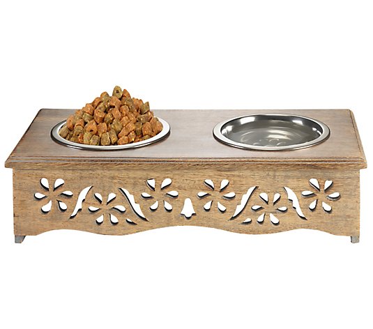 Ox Bay Pet Feeder with Floral Cutouts