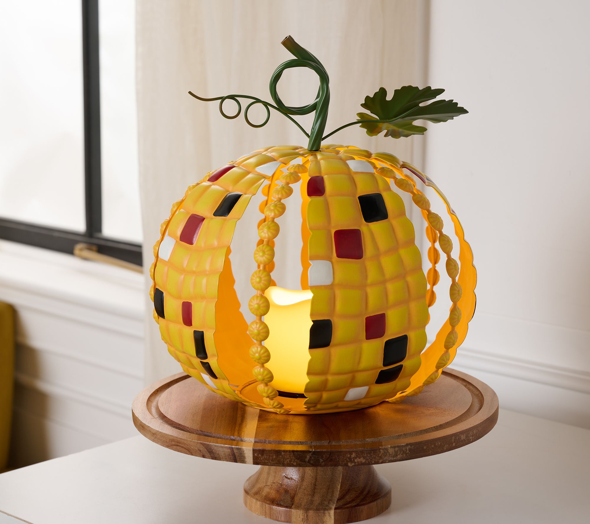 Girl Next Door Illuminated Metal Corn Pumpkin Lantern