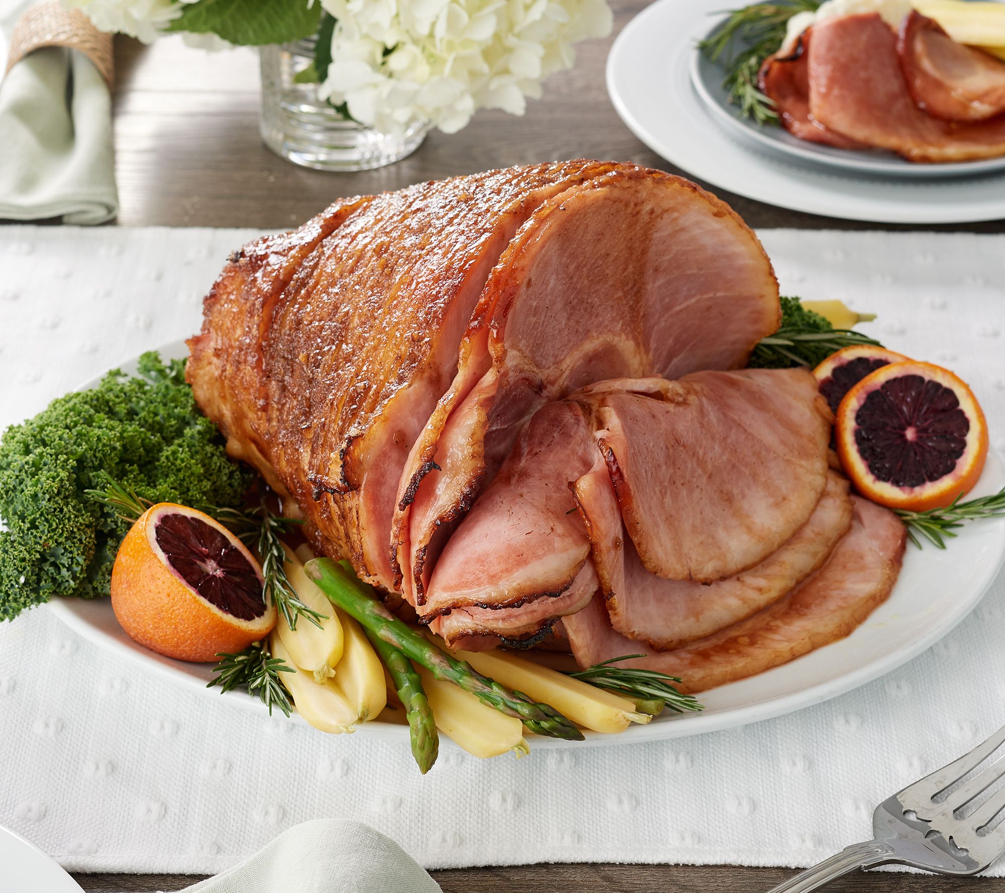 Smithfield Carando Bone-In 8-10lb Spiral Ham w/ Glaze - QVC.com