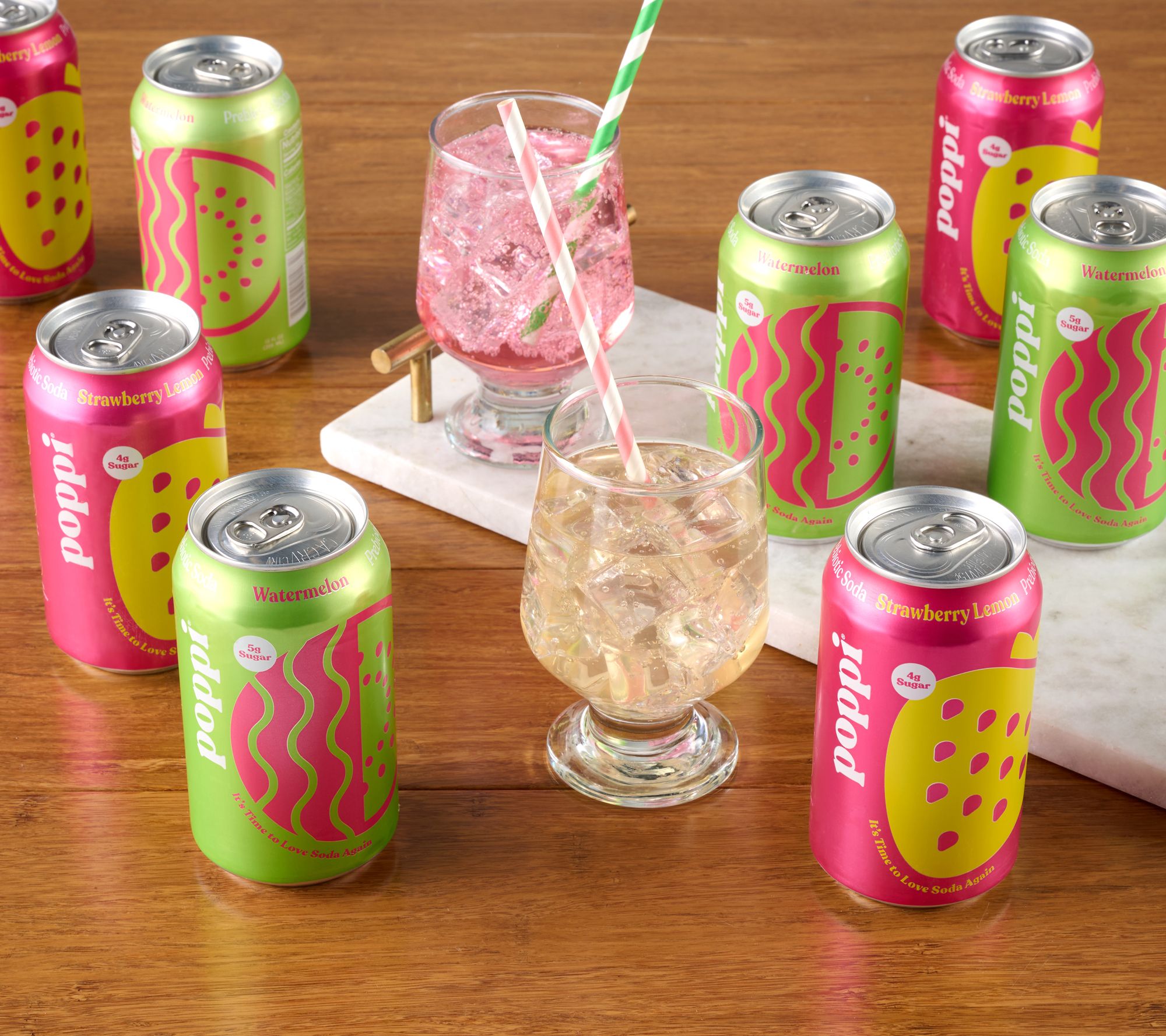 Poppi (24) 12oz Cans of 5g Sugar Prebiotic Fruit Flavored Soda
