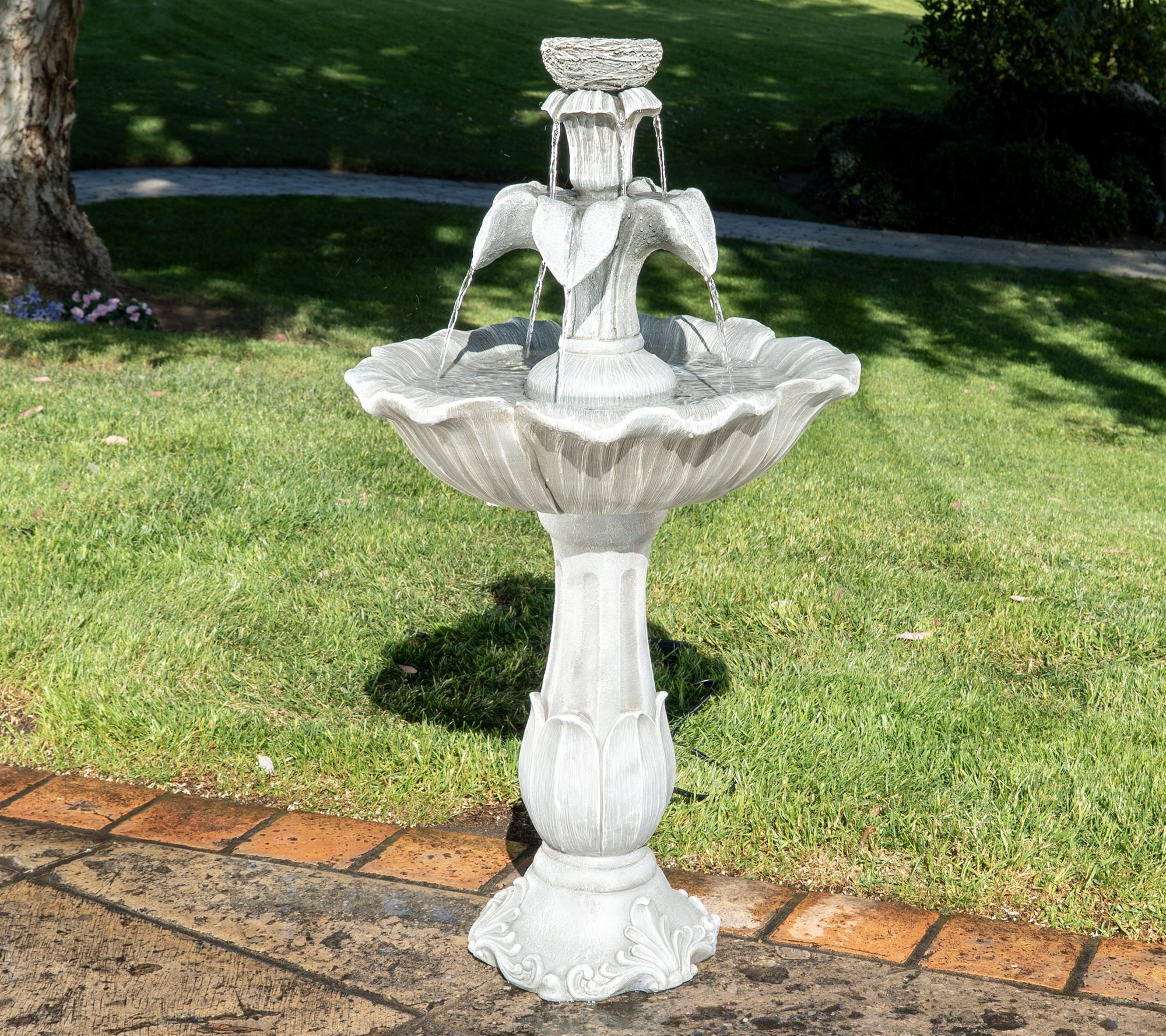 Bernini 3-Tier Flower Petal Plug-in Water Fountain