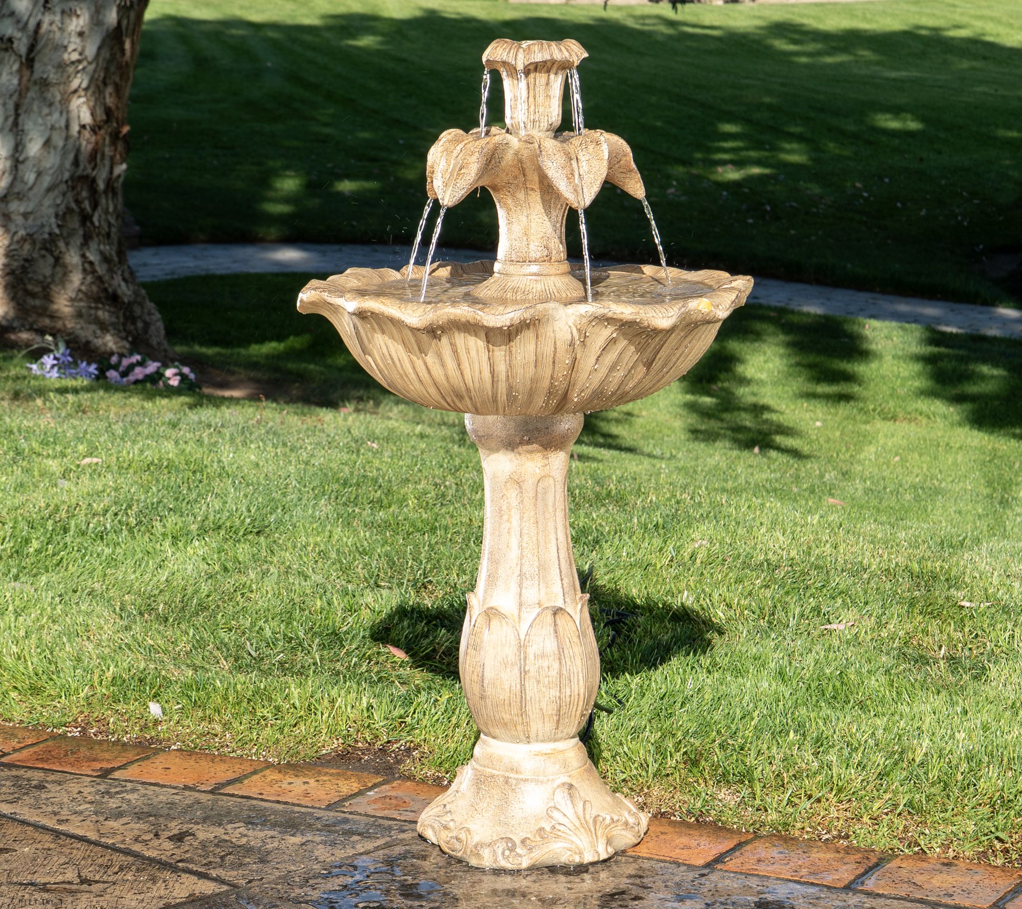 Bernini 3-Tier Flower Petal Plug-in Water Fountain