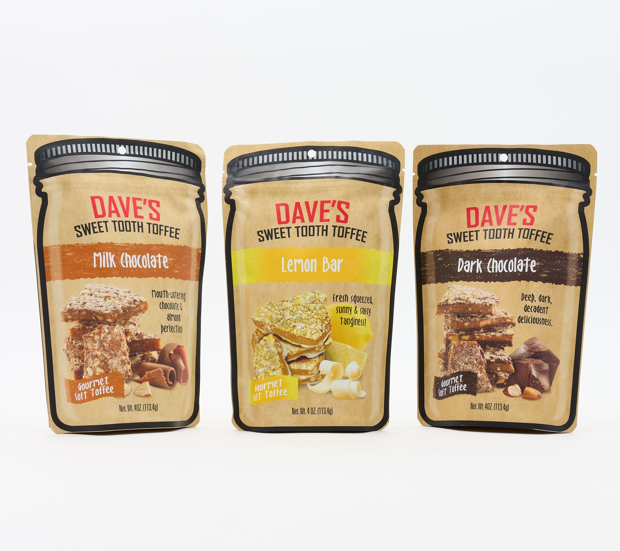 Dave's Sweet Tooth 3 Bags of Chocolate Soft Toffee - QVC.com