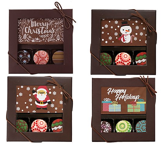 Chocolate Works 4-ct Truffles & Chocolate Holiday Card in Gift Boxes