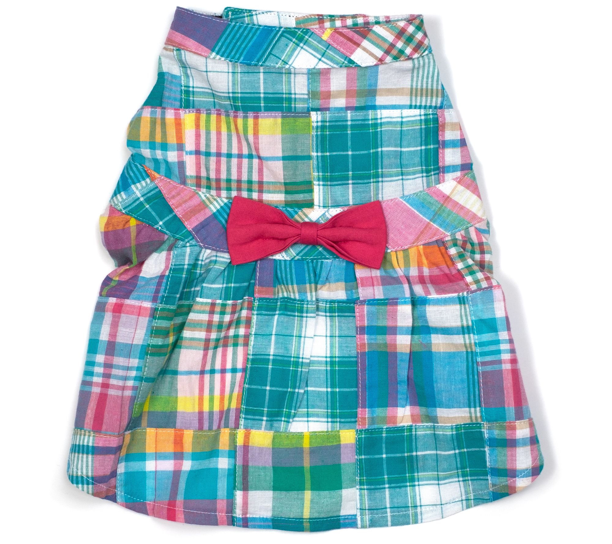 The Worthy Dog Turq Multi Patch Madras Dress