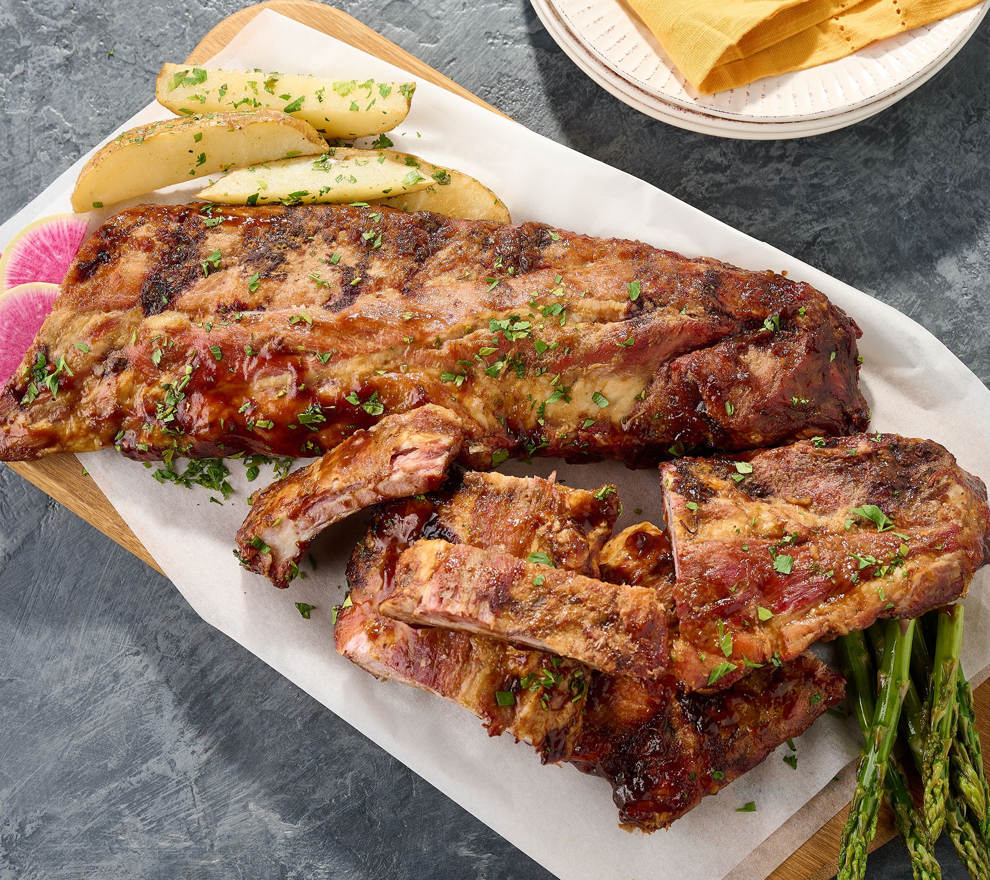 Corky's BBQ (4) 2-lbs Honey or Apple BBQ Baby Back Ribs