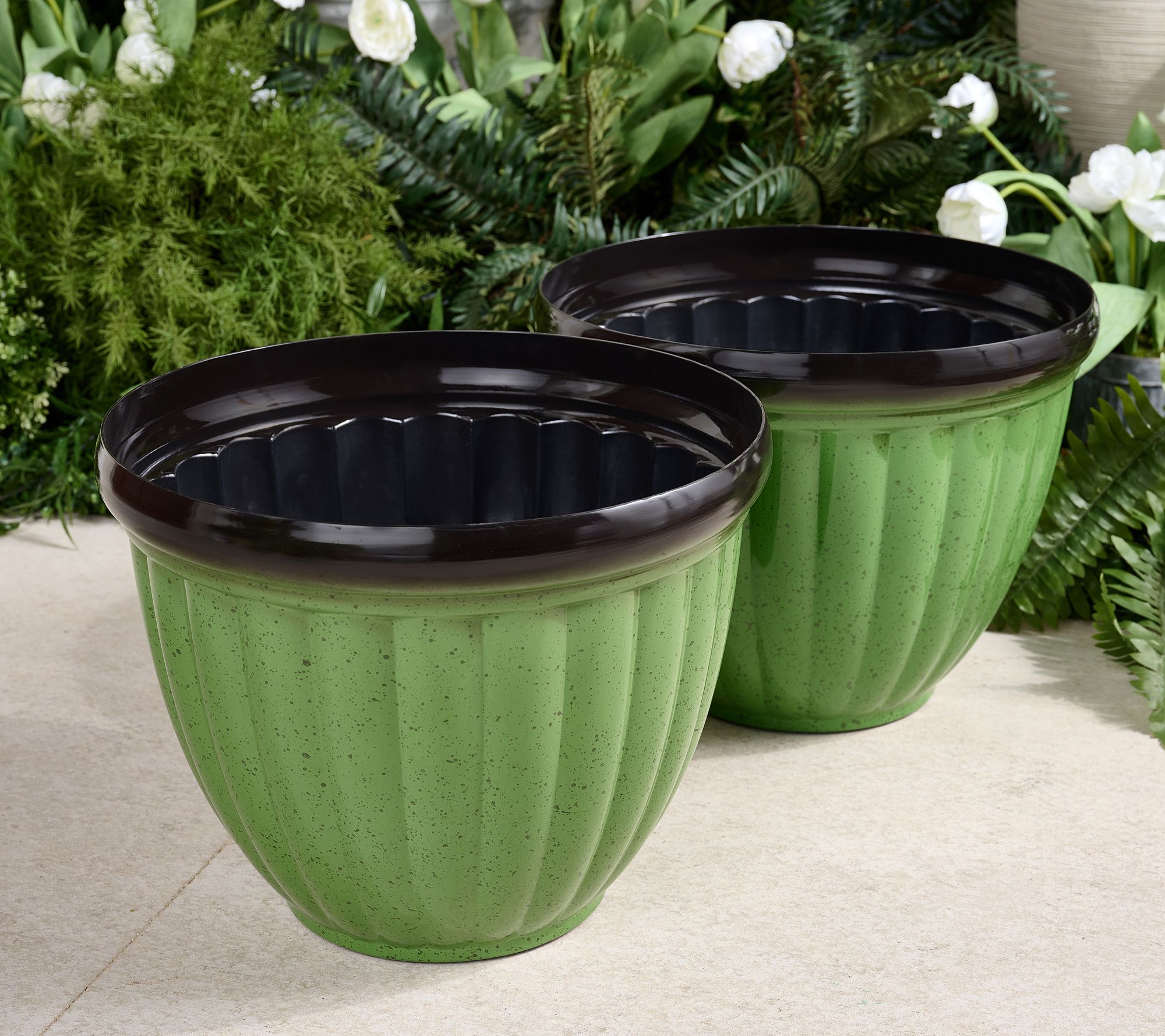 "As Is" Jennings Set of 2 XL 16" Ribbed Planters