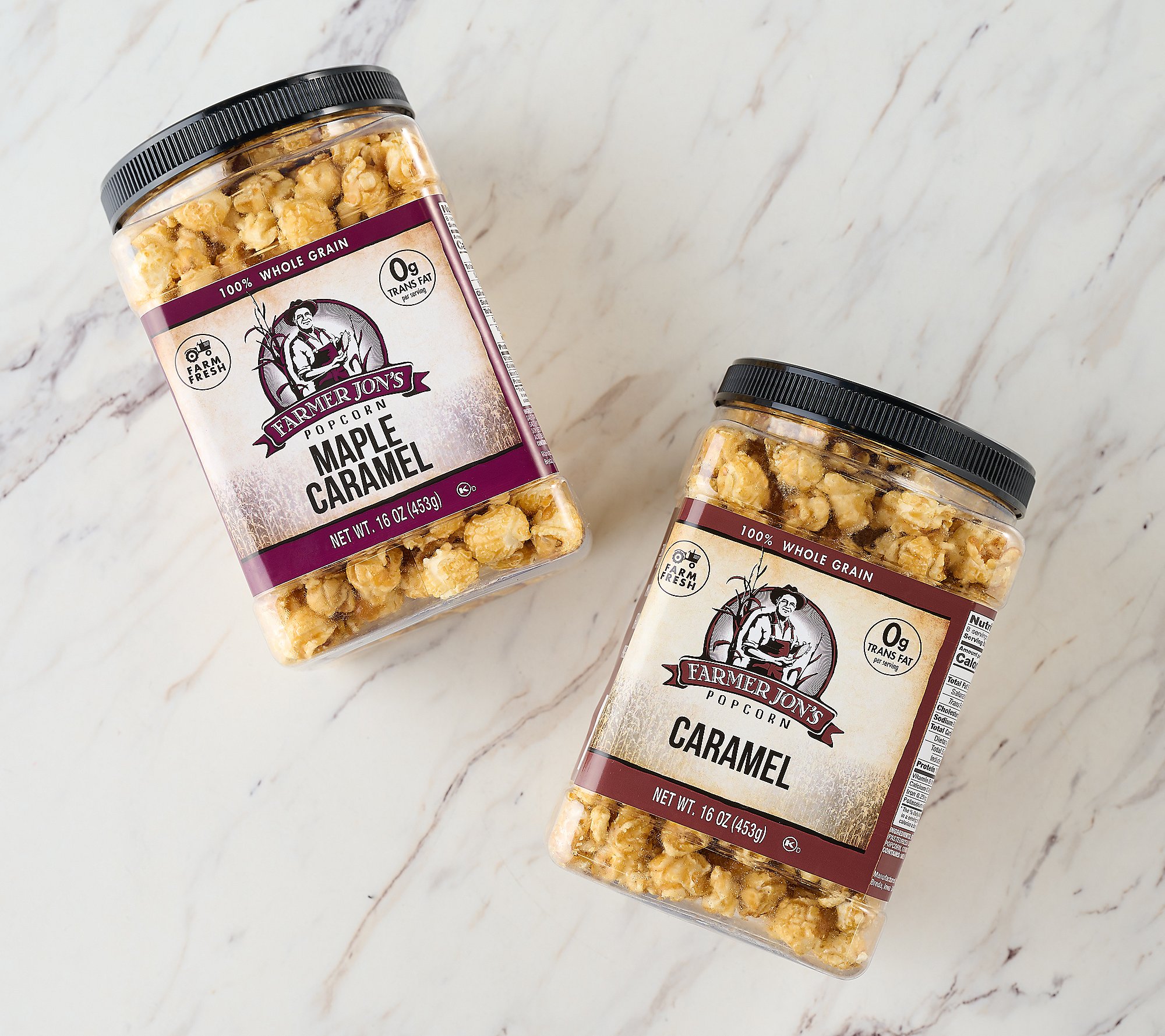 Farmer Jon's (2) 16-oz Jars of Maple & Caramel Popcorn