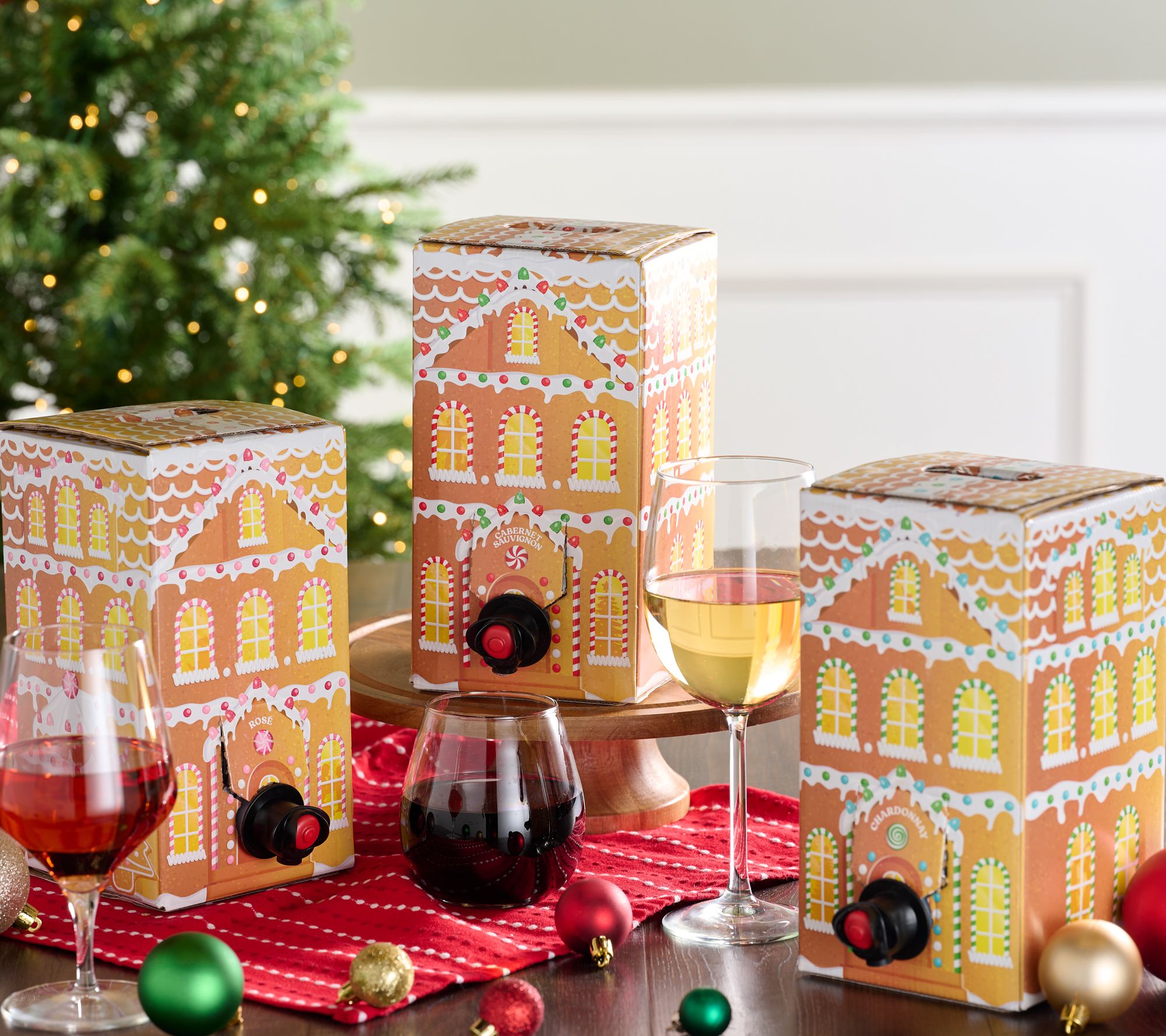 SH12/8 Vino Voyage Gingerbread House (3) 3L Boxes of Wine
