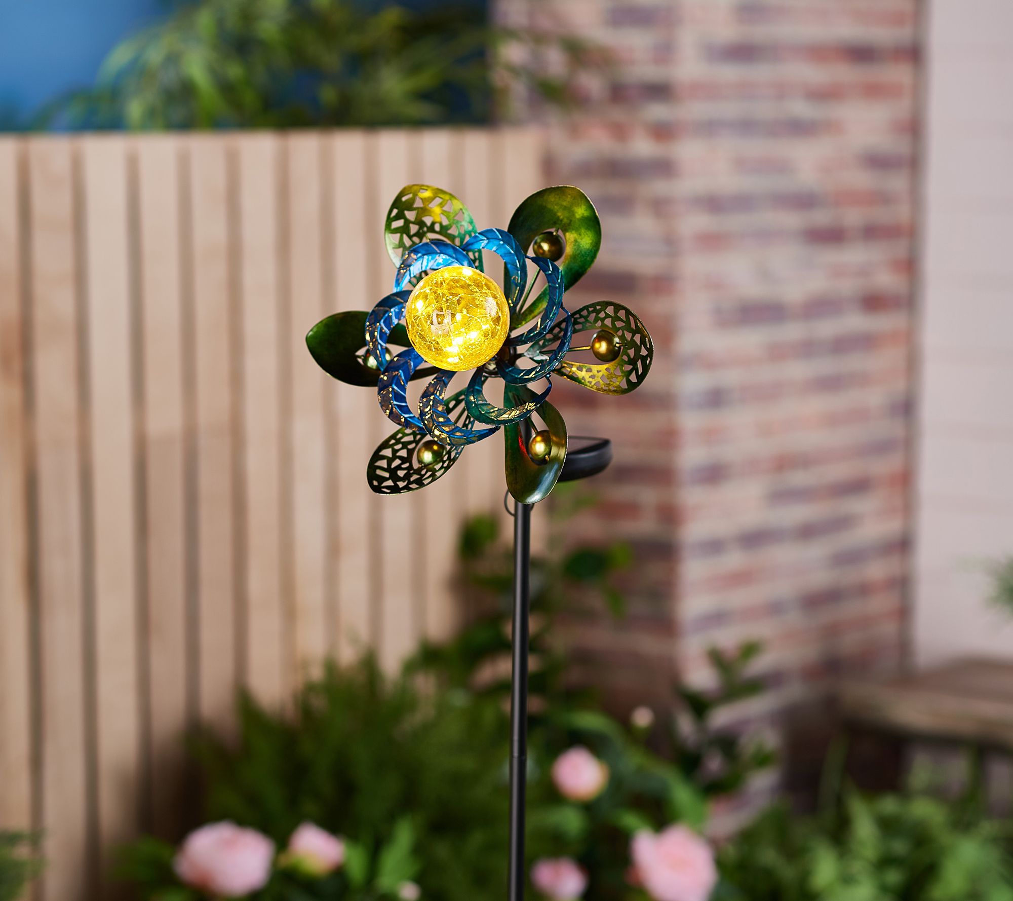 "As Is" Marigold 11" Diam Flower Scroll Wind Spinner