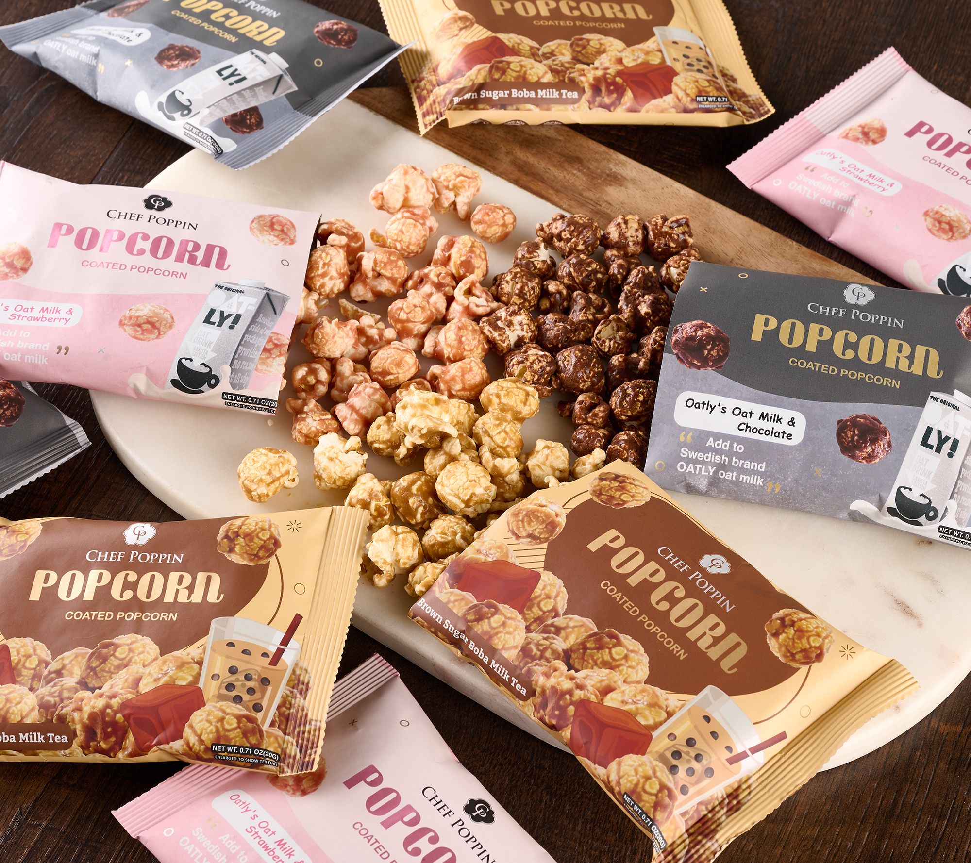 Chef Poppin (15) Grab & Go Gourmet Coated Popcorn Bags