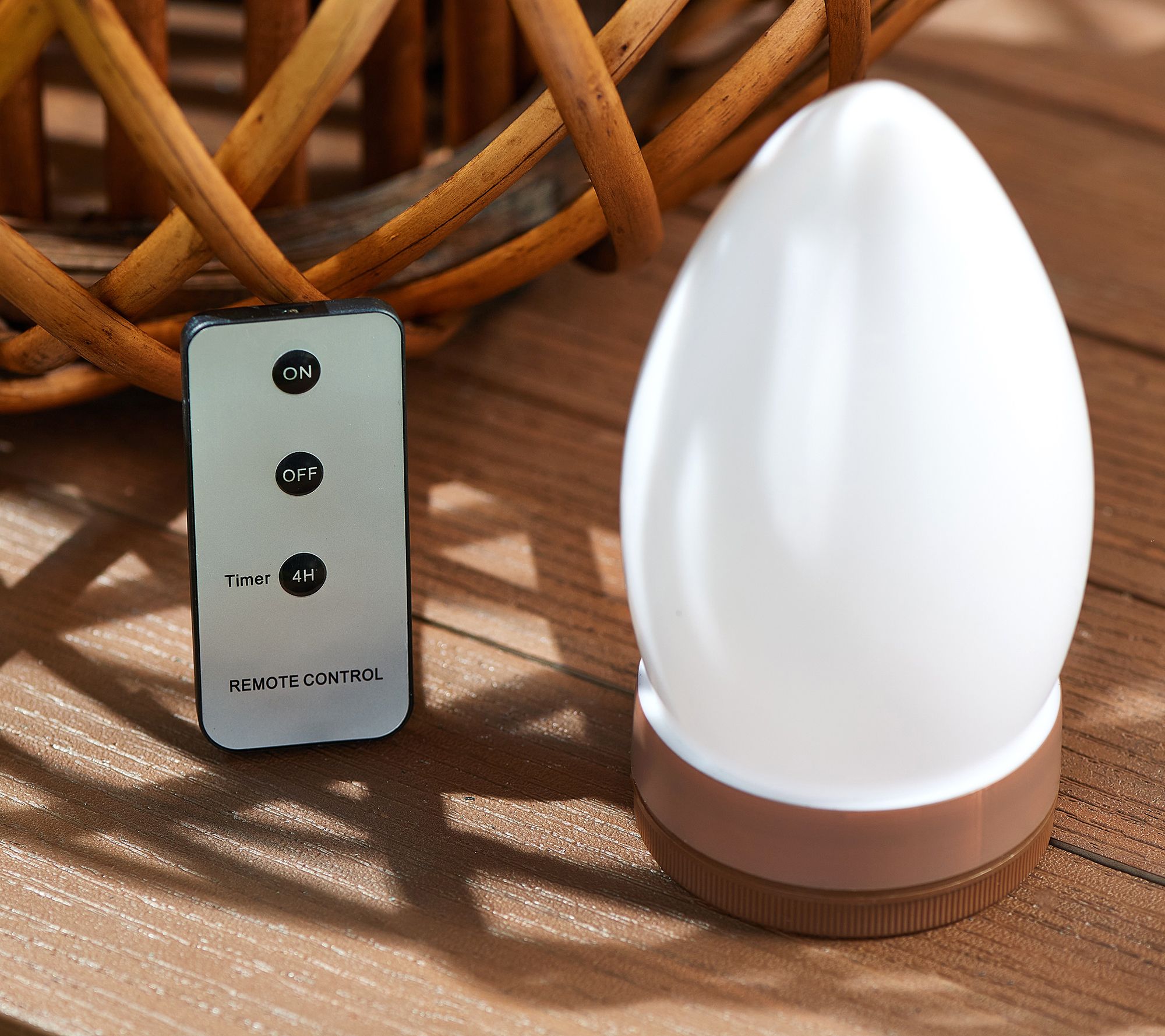 Barbara King 12" Round Wicker Lantern with Tiki Flame and Remote