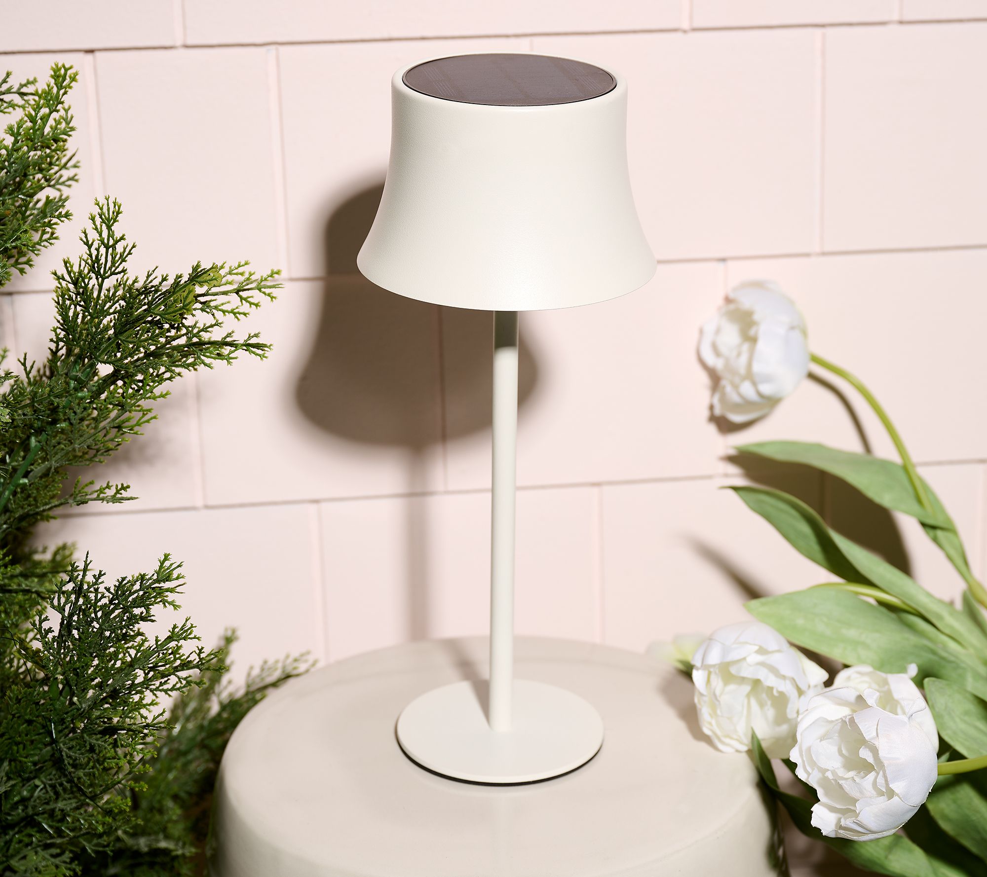 SecureBrite 13" Solar Indoor/Outdoor Lamp with Metal Shade