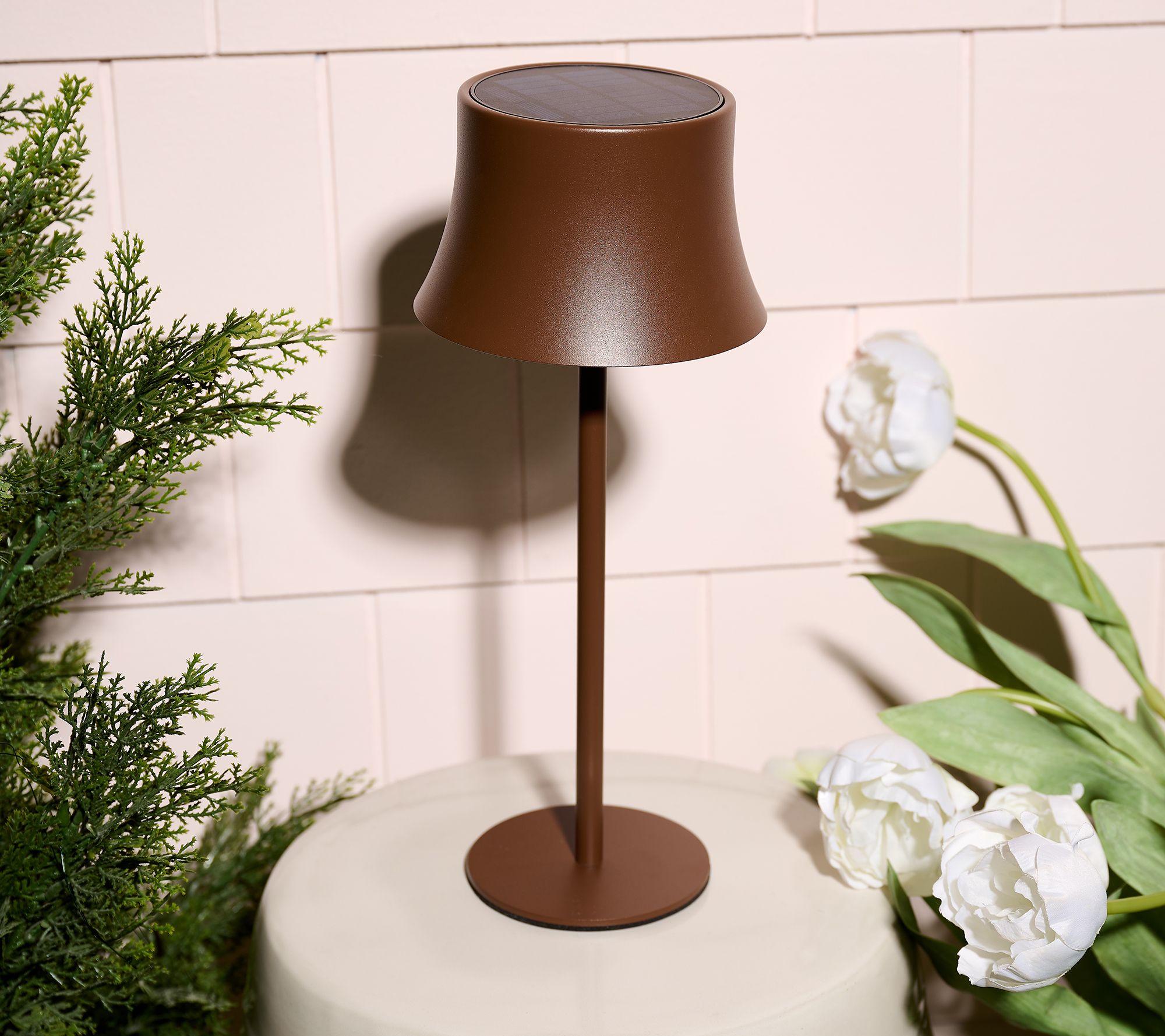 SecureBrite 13" Solar Indoor/Outdoor Lamp with Metal Shade