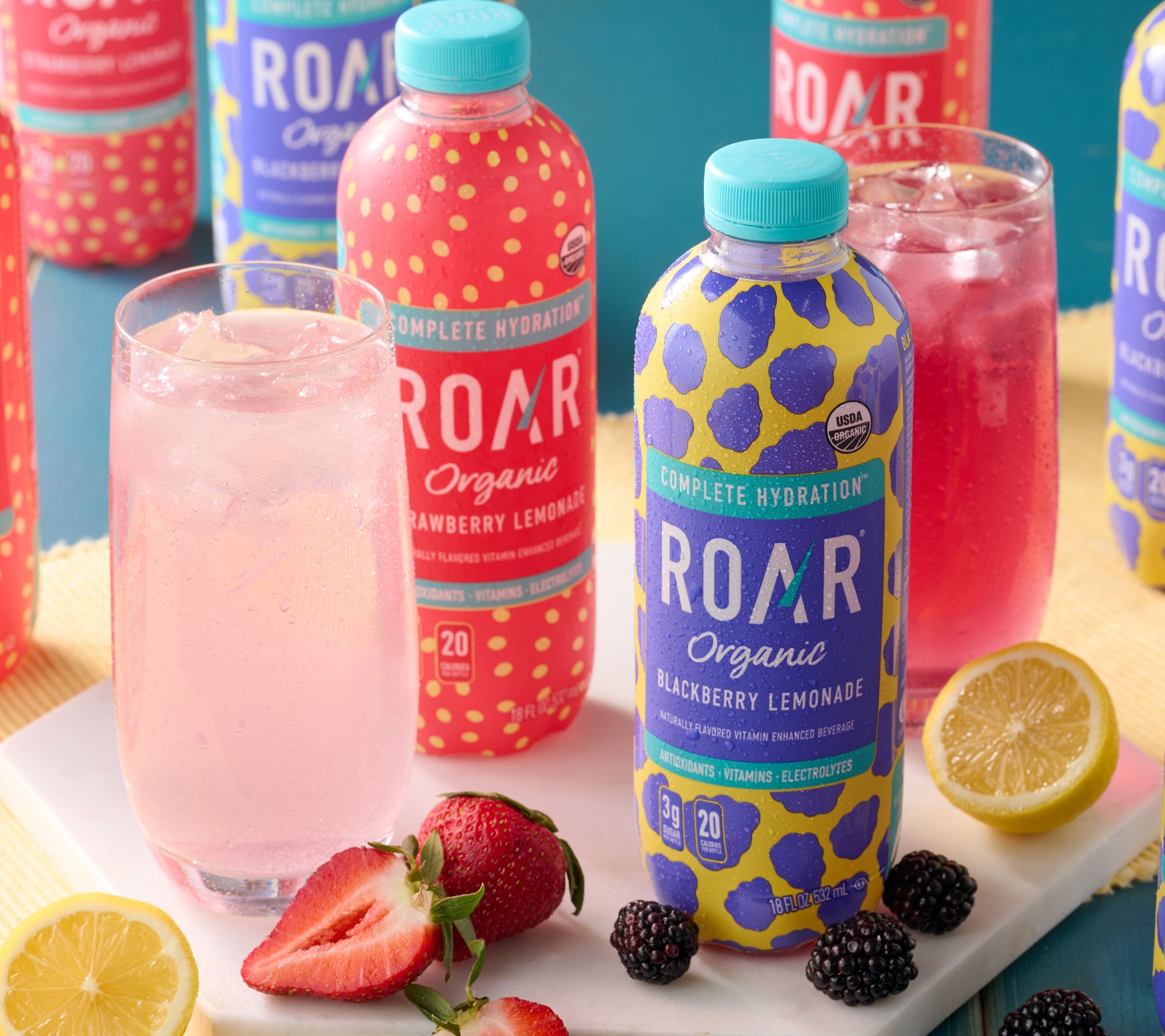 Roar Organic (24) 18 oz Btls Vitamin & Electrolyte Lemonade