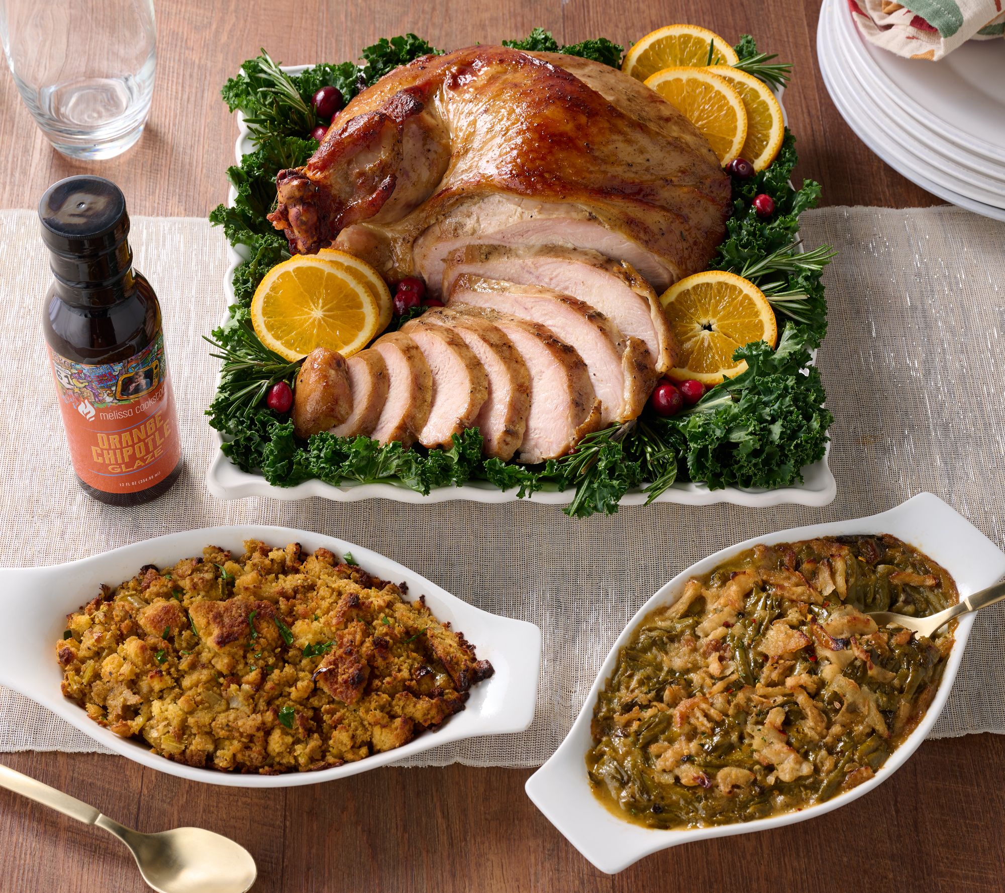 MelissaCookston 6lb Smoked French Cut Turkey Breast & (2) 32oz Sides