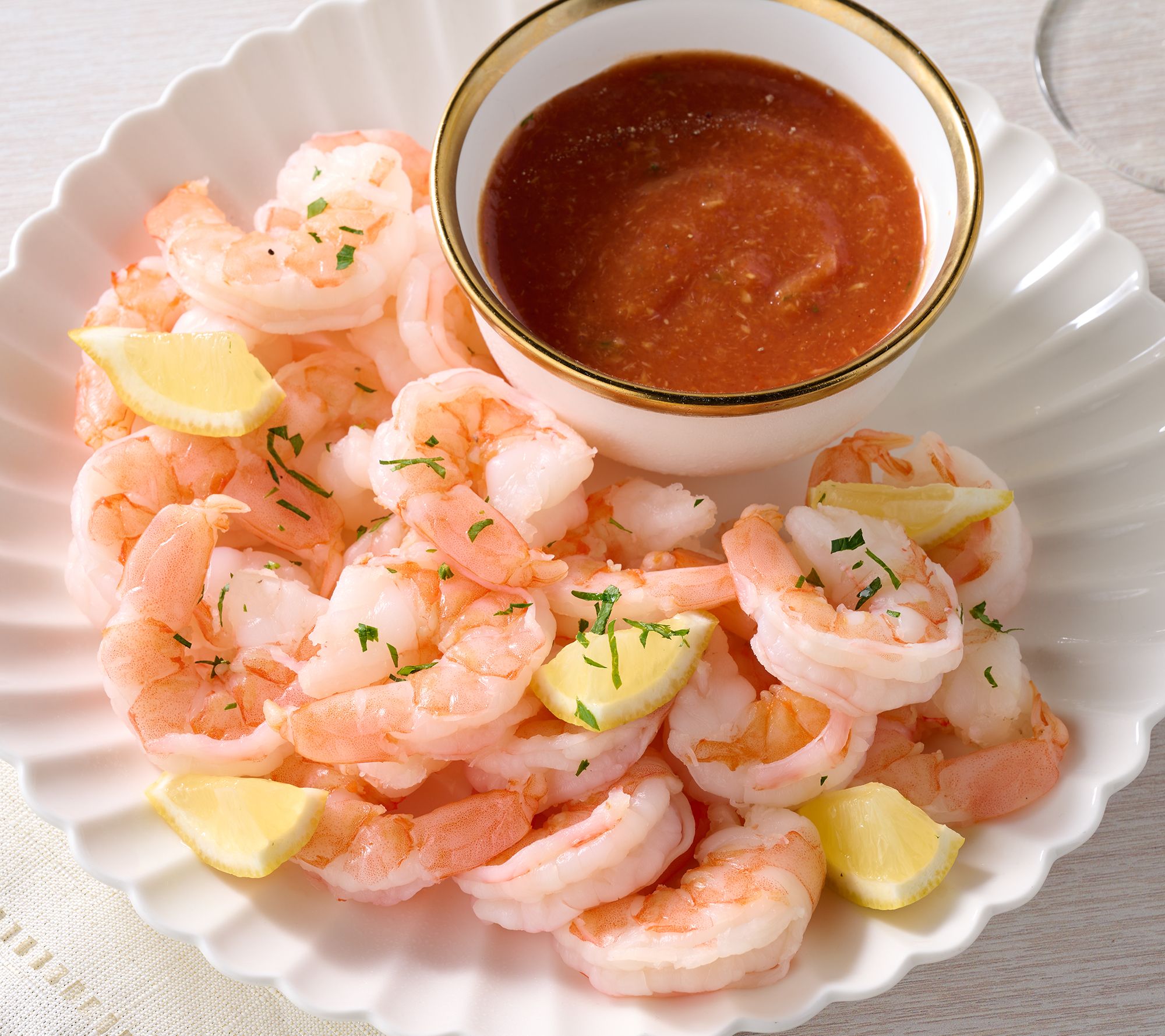 SH 7/20 Fusha Foods 4-lbs Cooked Jumbo XL Shrimp with Cocktail Sauce