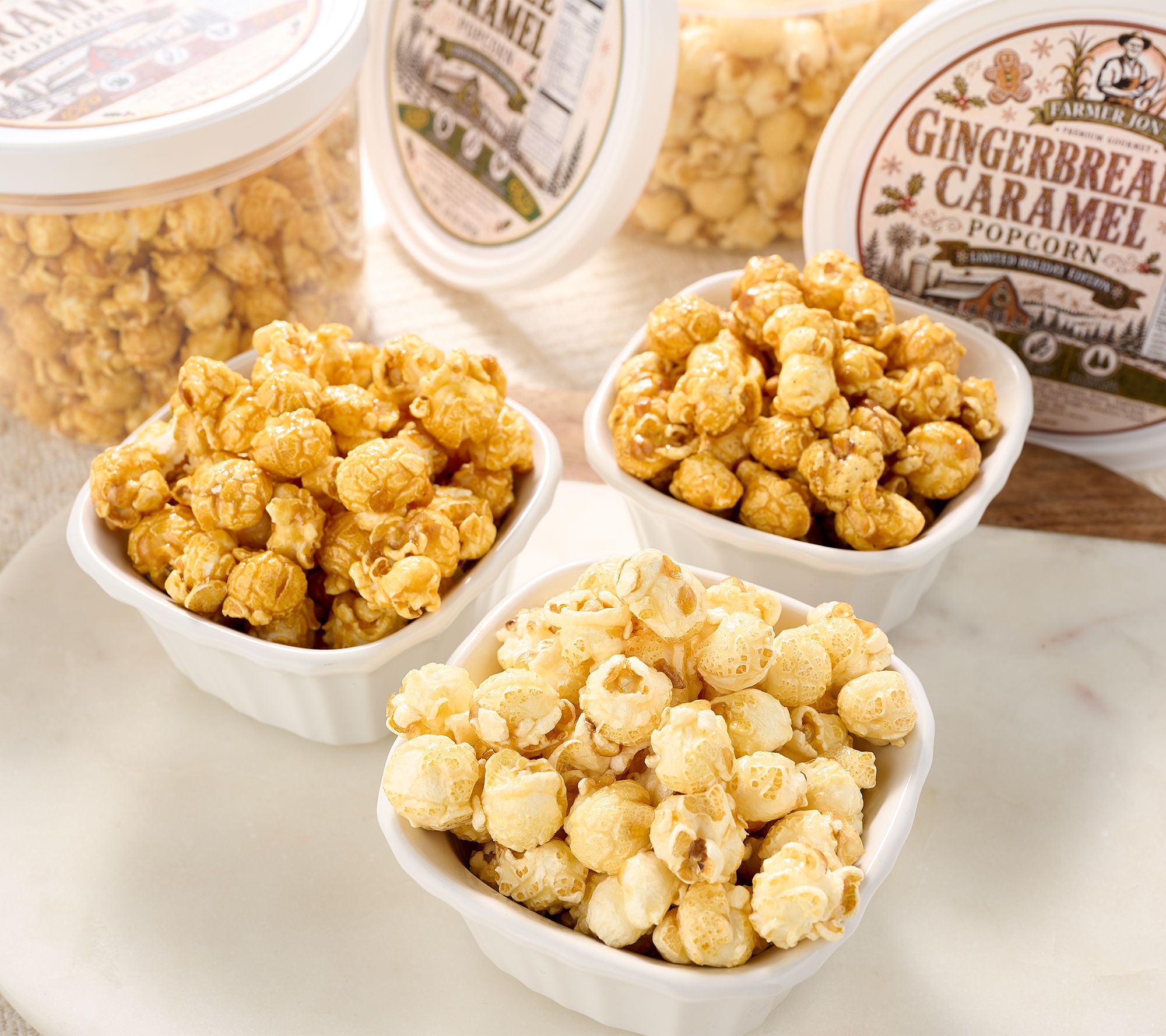 SH12/7 Farmer Jon's (3) 10-oz Gourmet Popped Caramel Popcorn