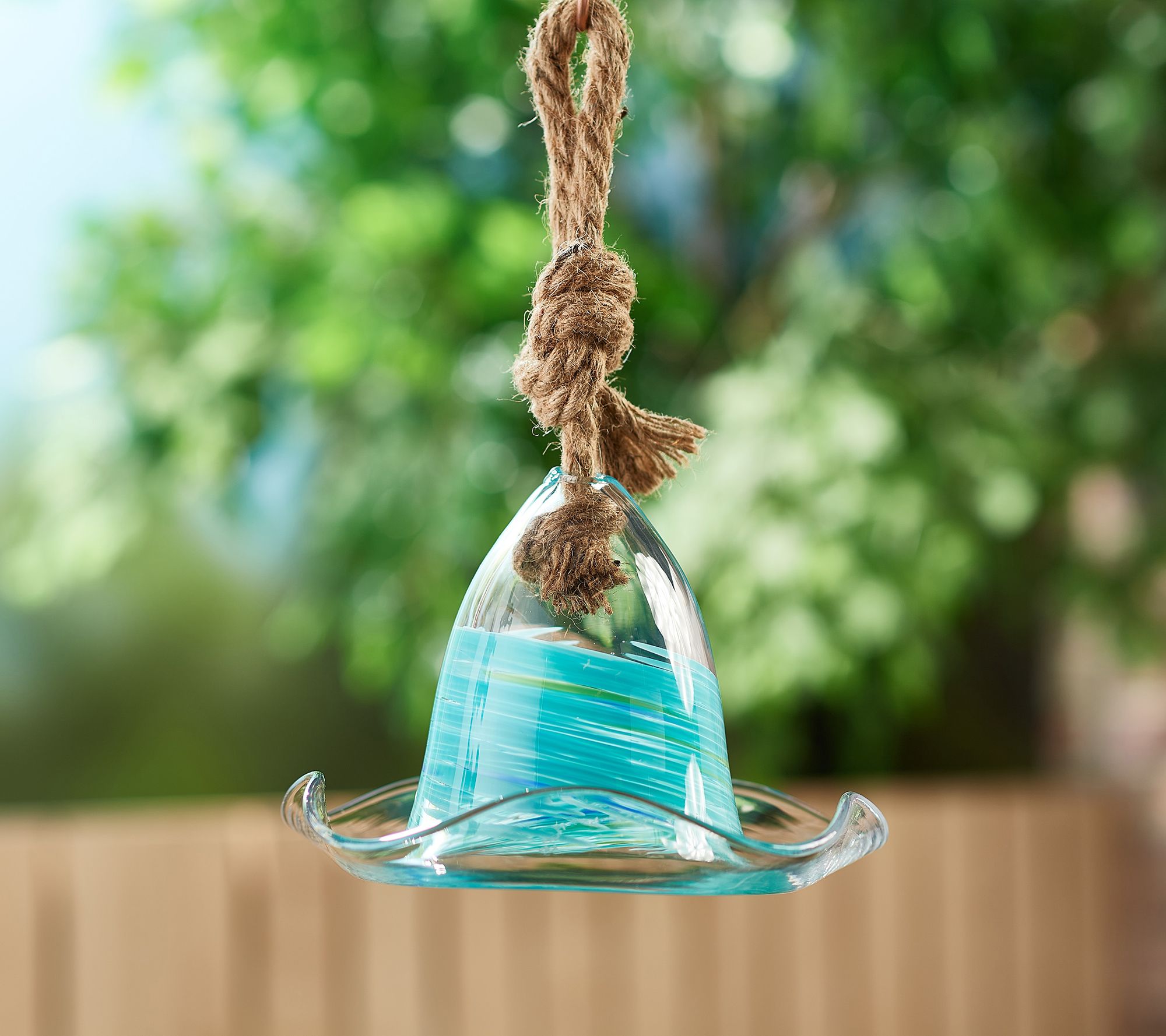 Barbara King Hanging Art Glass Bird Feeder Dish