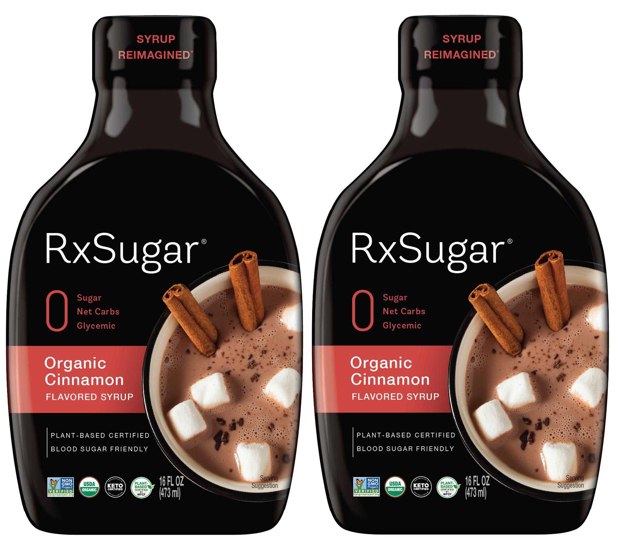 RxSugar 2-Pack Allulose Sugar Organic Cinnamon Syrup