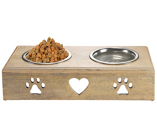 Ox Bay Pet Feeder with Paw and Heart Cutouts