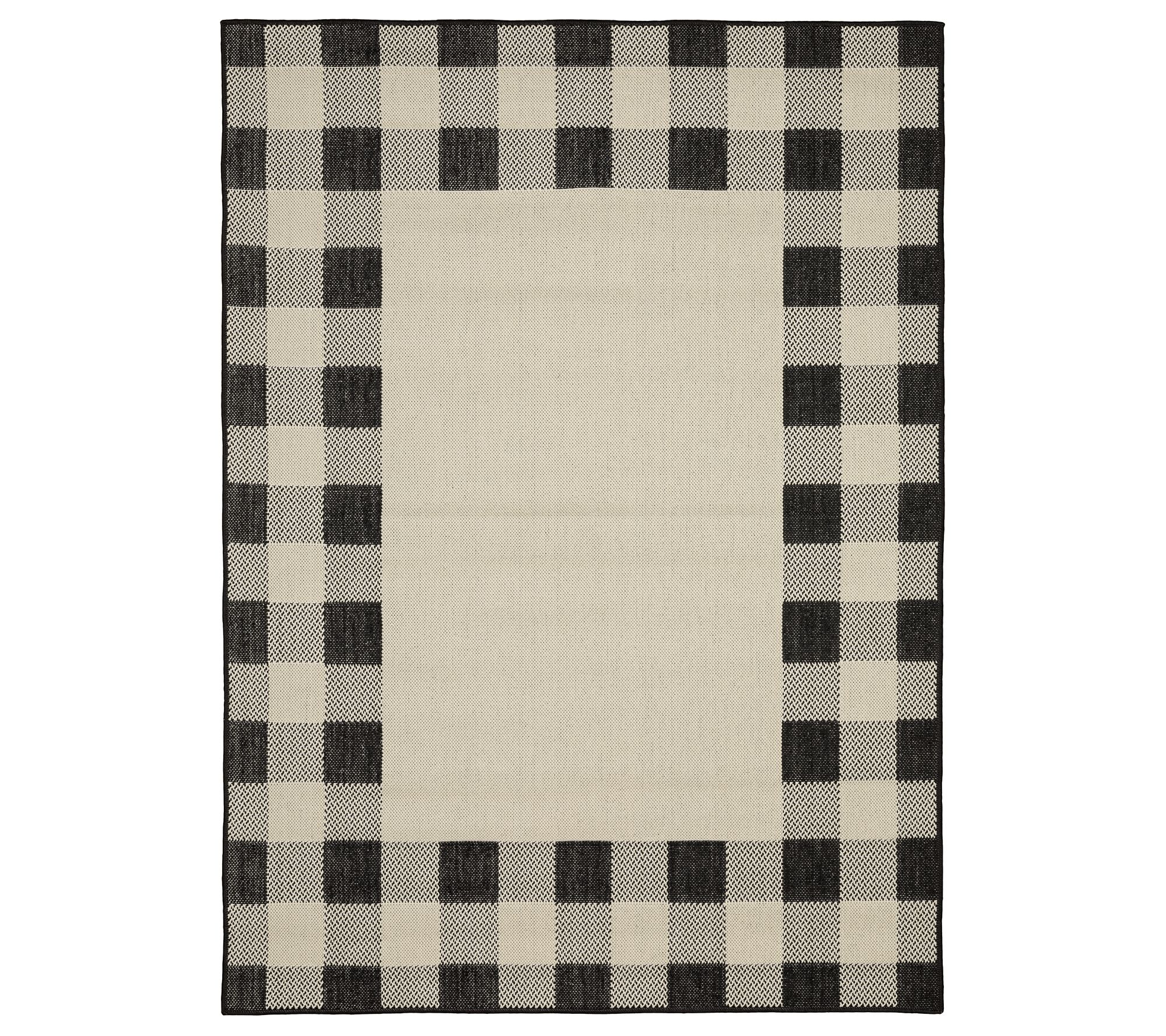 (QVC) Q2 Veranda Living 78" Round Farmhouse Plaid Indoor/Outdoor Rug